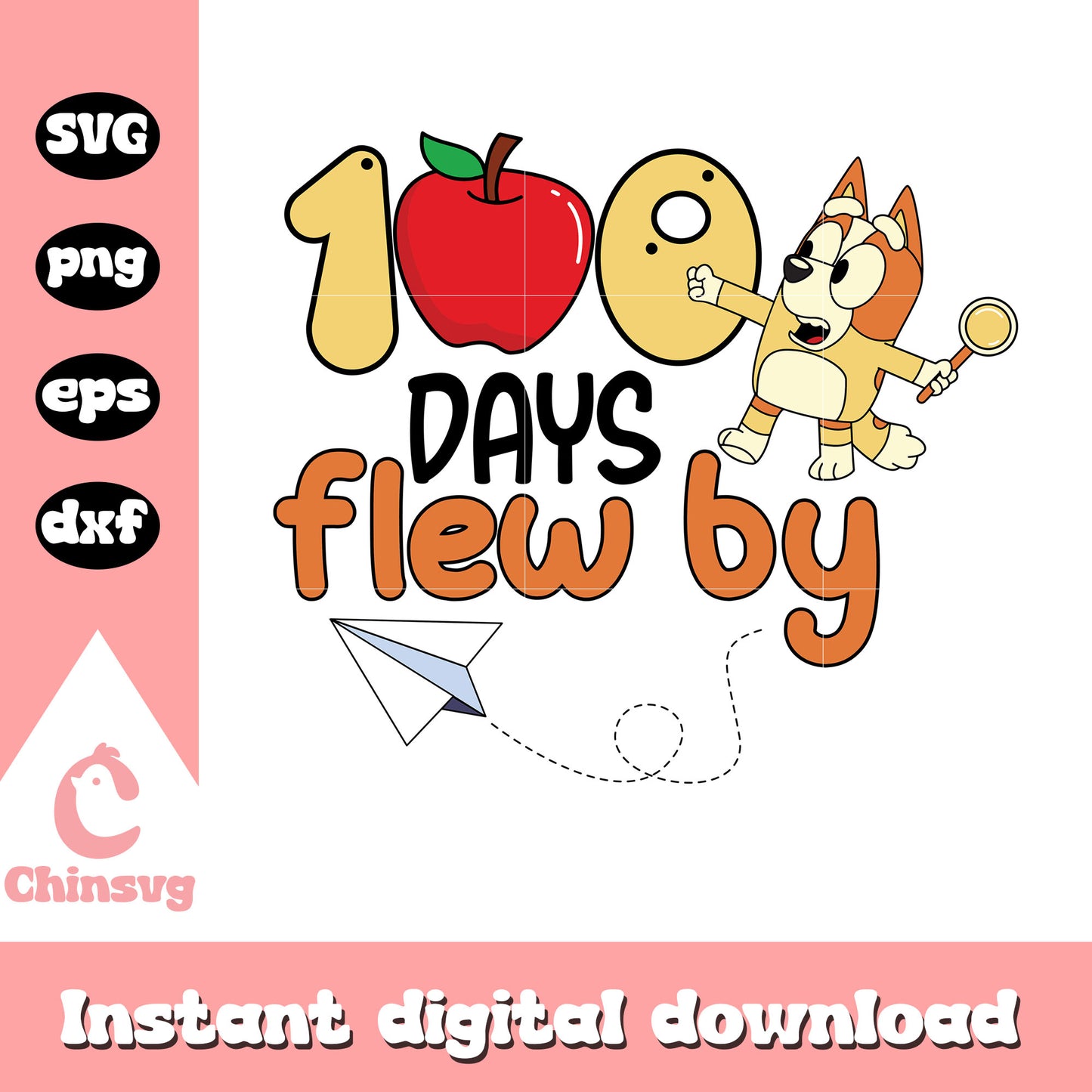 100 days flew by bingo character svg, school cartoon svg