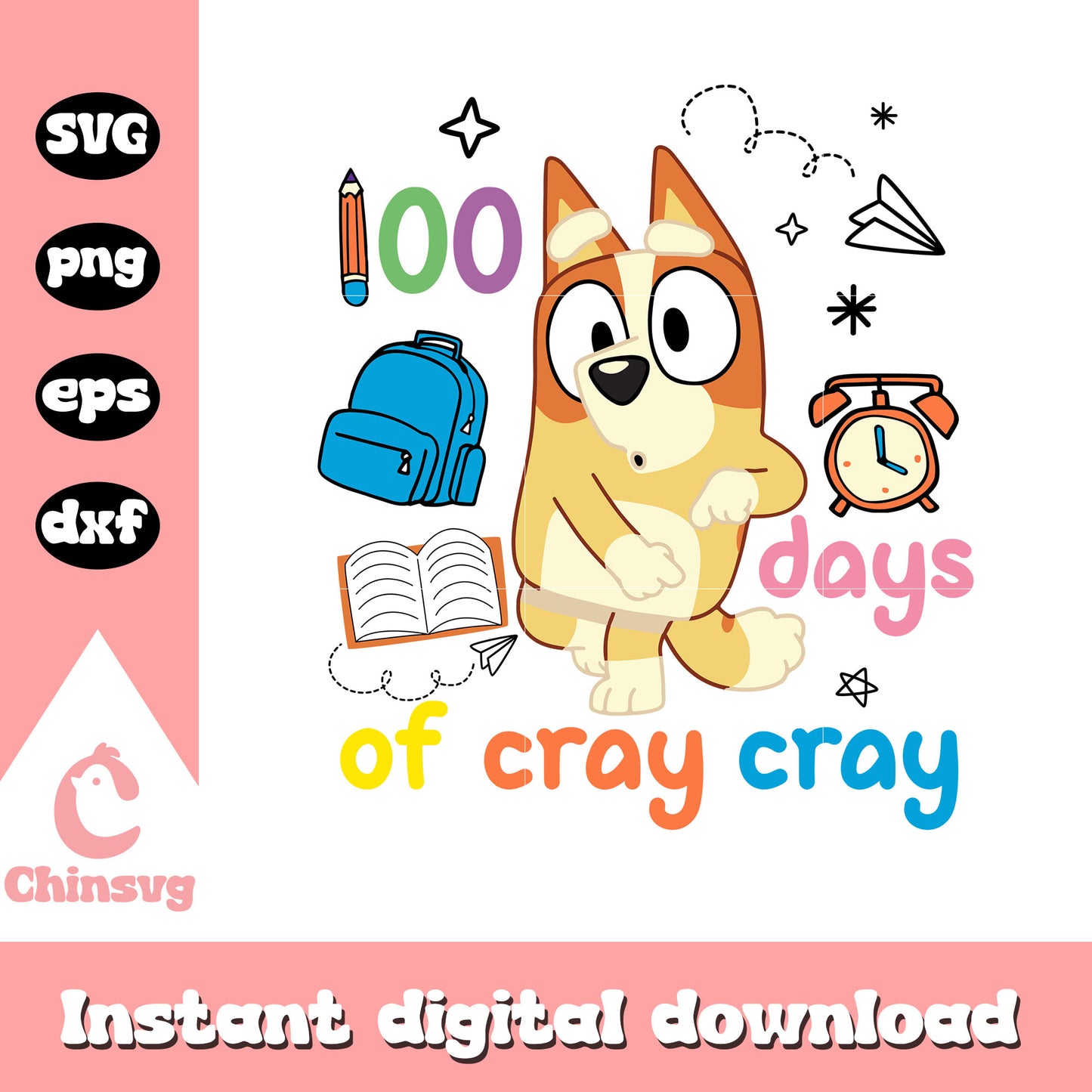 100 days of cray cray bingo svg, schools in cartoons svg