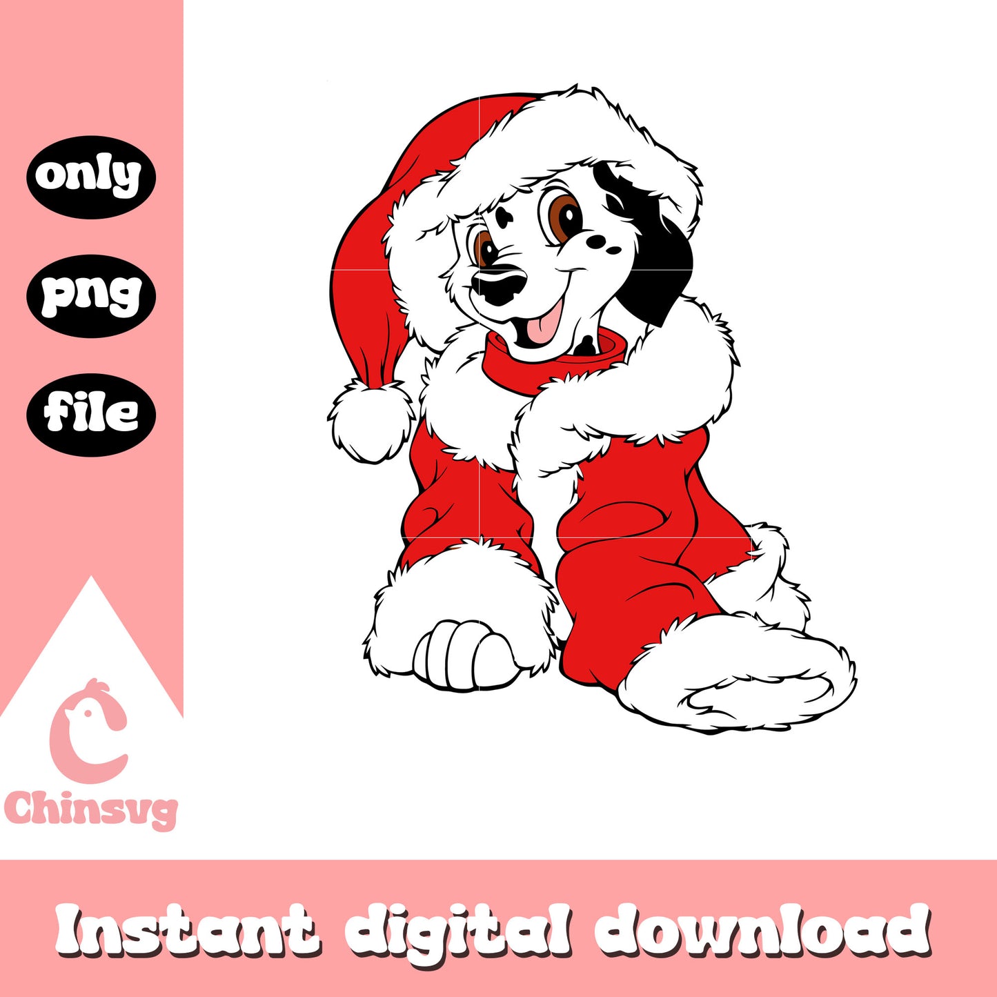101 dalmatians santa christmas design png, 101 dalmatians christmas clipart