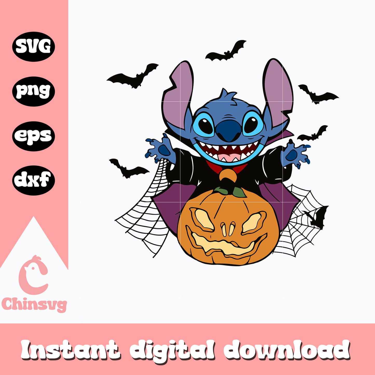 Stitch Vampire pumpkin Svg, Halloween svg, digital download