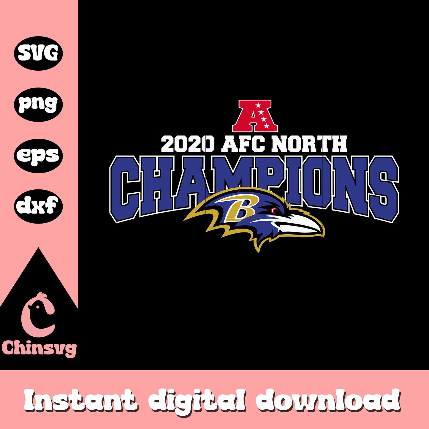 2020 AFC north champions baltimore ravens logo svg, nfl svg