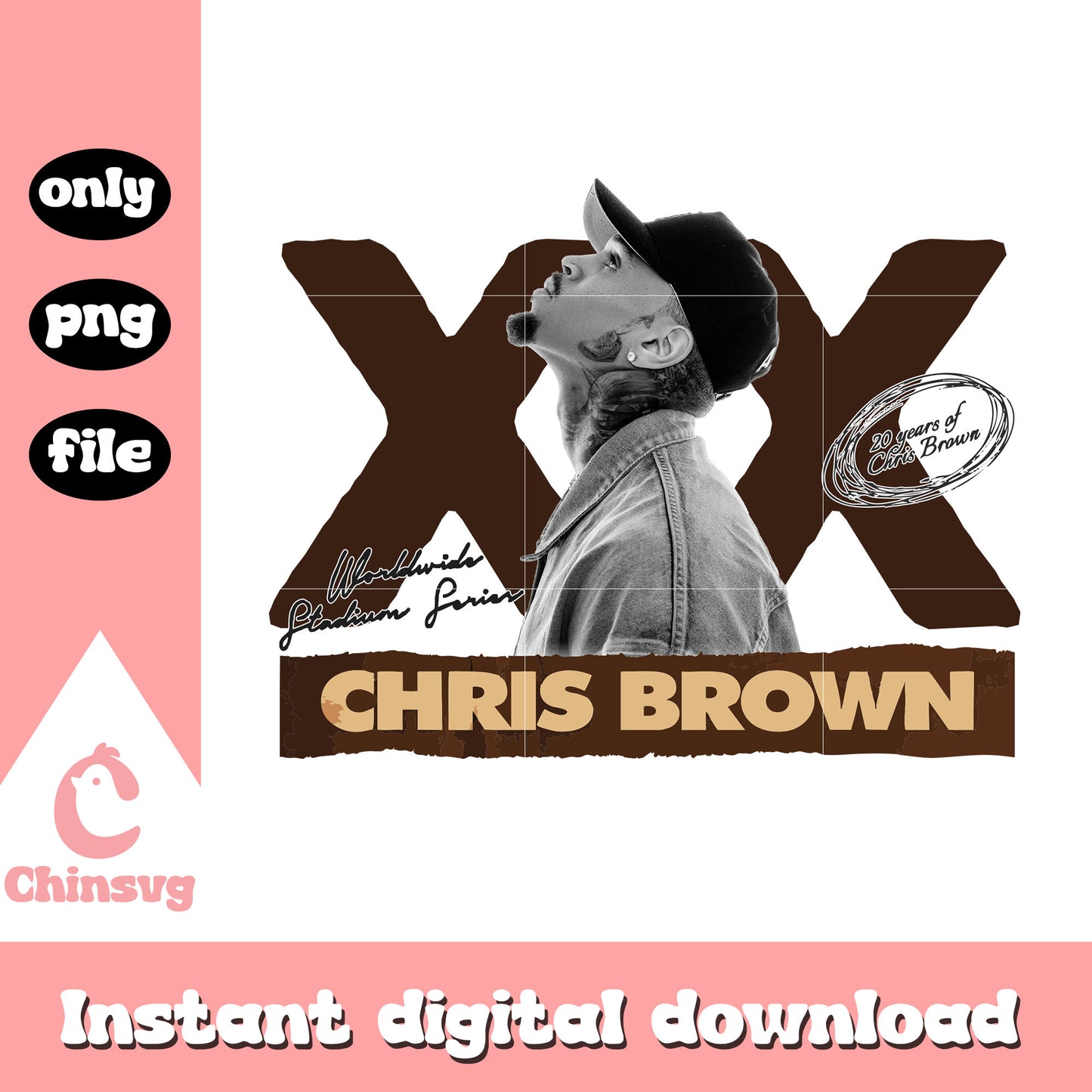 20 years of chris brown xx design png, chris brown age png