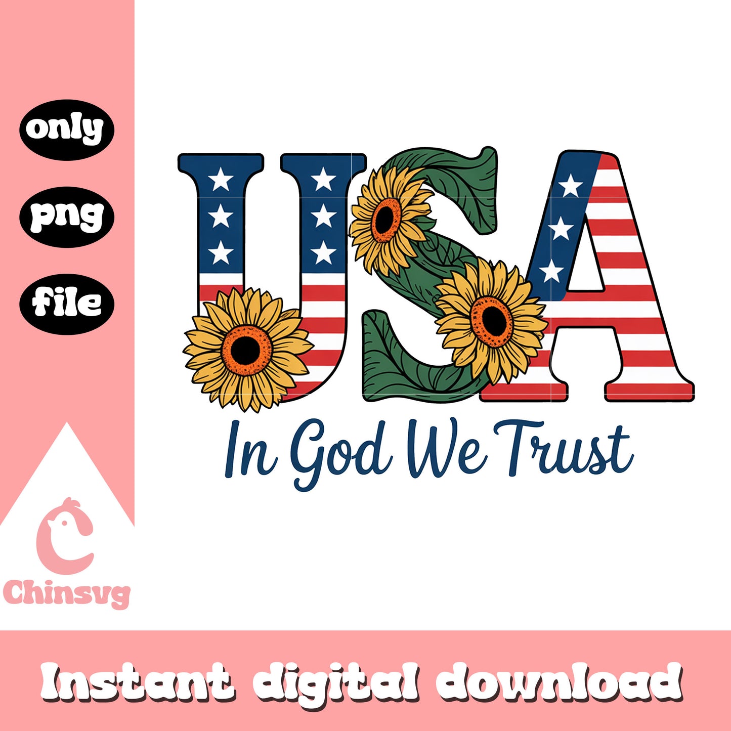 4th of july usa in god we trust design png, 4th of july design png