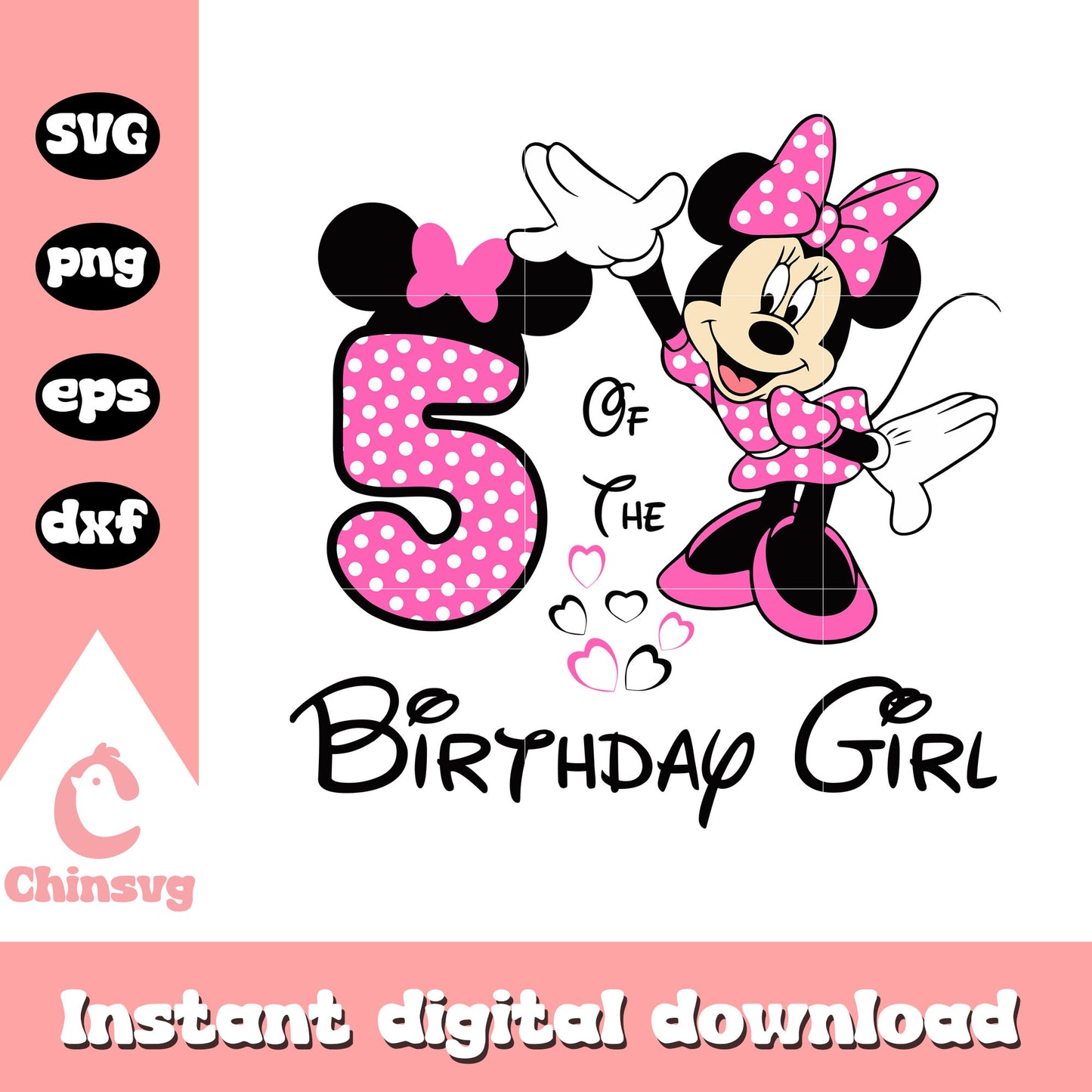 5th of the birthday girl minnie Mouse svg, minnie mouse birthday svg