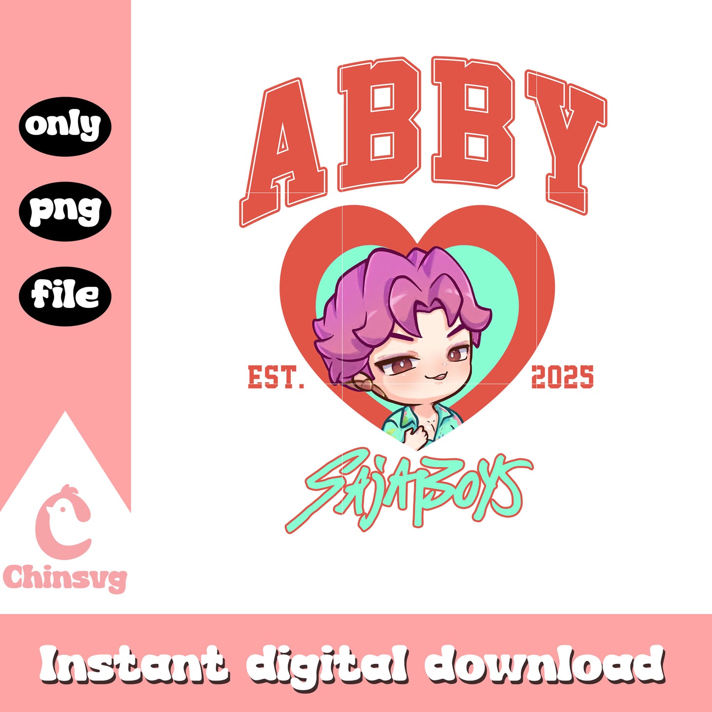 Abby kpop est 2025 christmas heart png, saja boys abby png