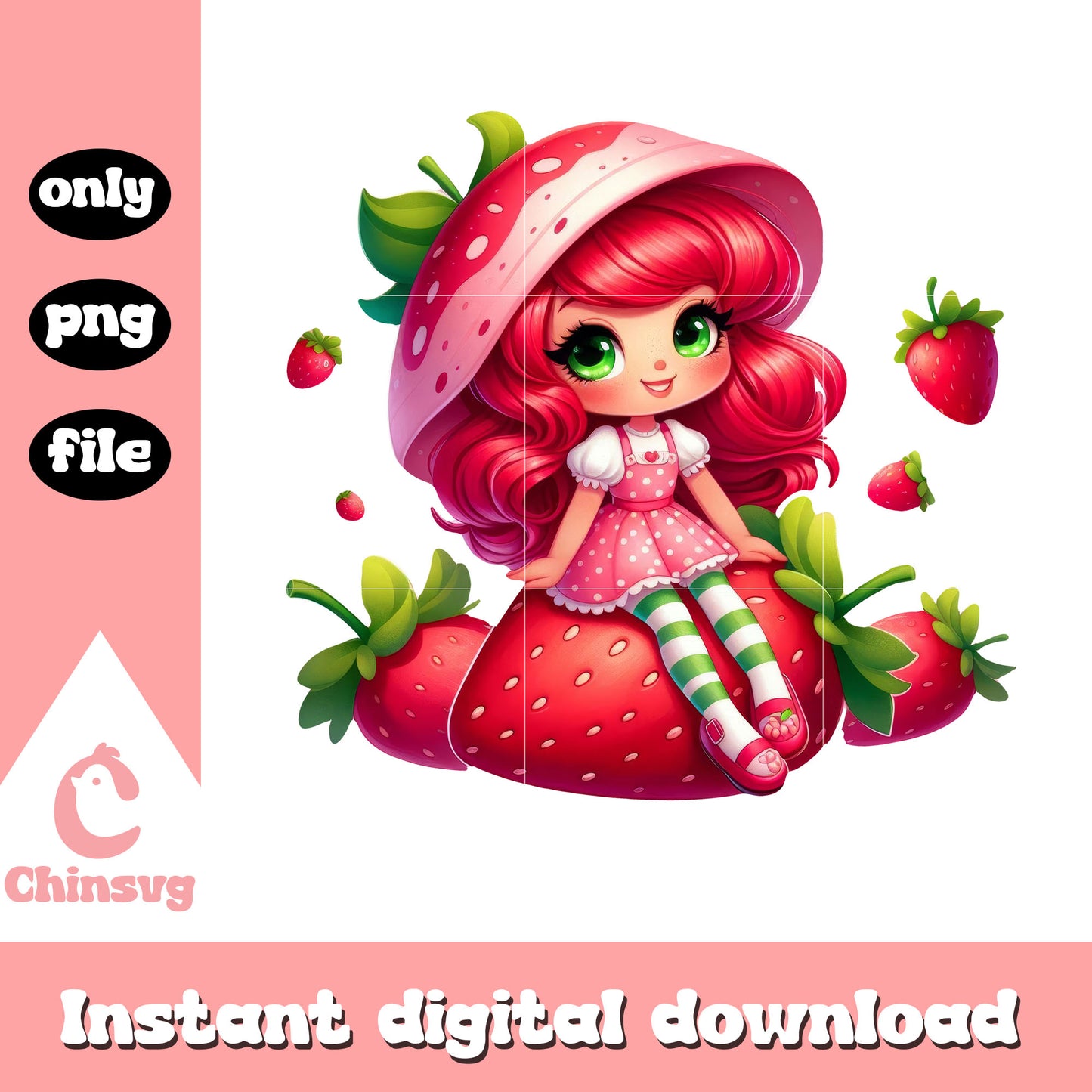 Adorable strawberry doll png, strawberry shortcake dolls png