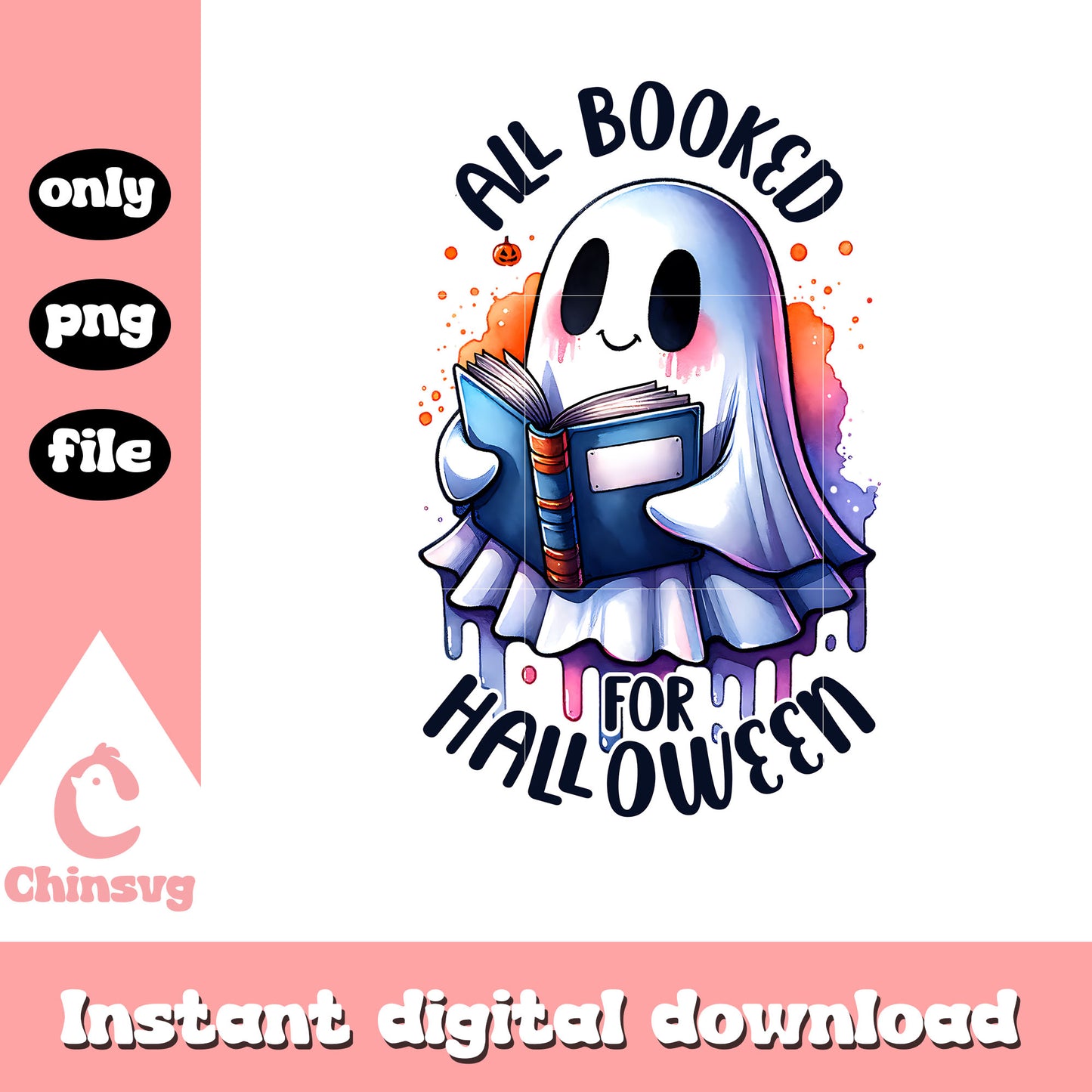 All booked for halloween png, reading book png