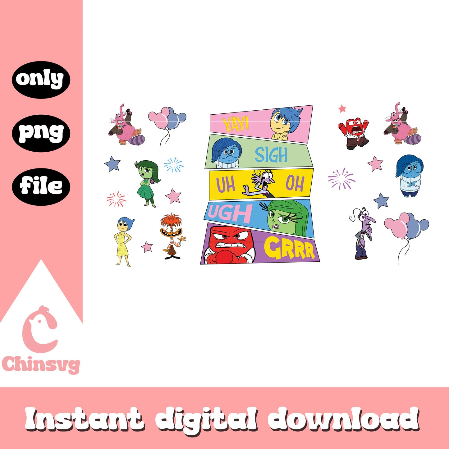 All character inside out emotions cup wraps png, inside out emotions png
