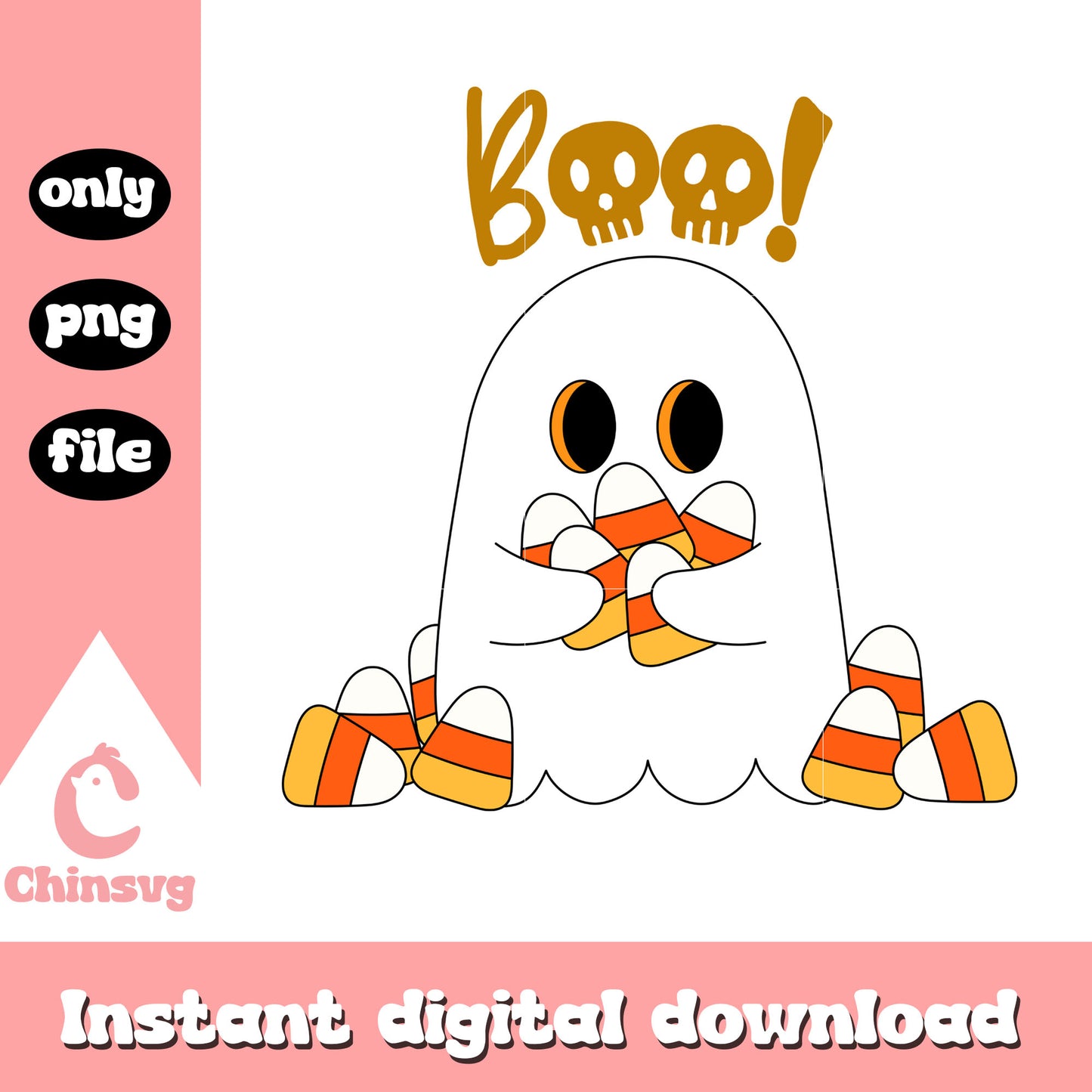 A lot of corn candy boo halloween png, spooky boo png