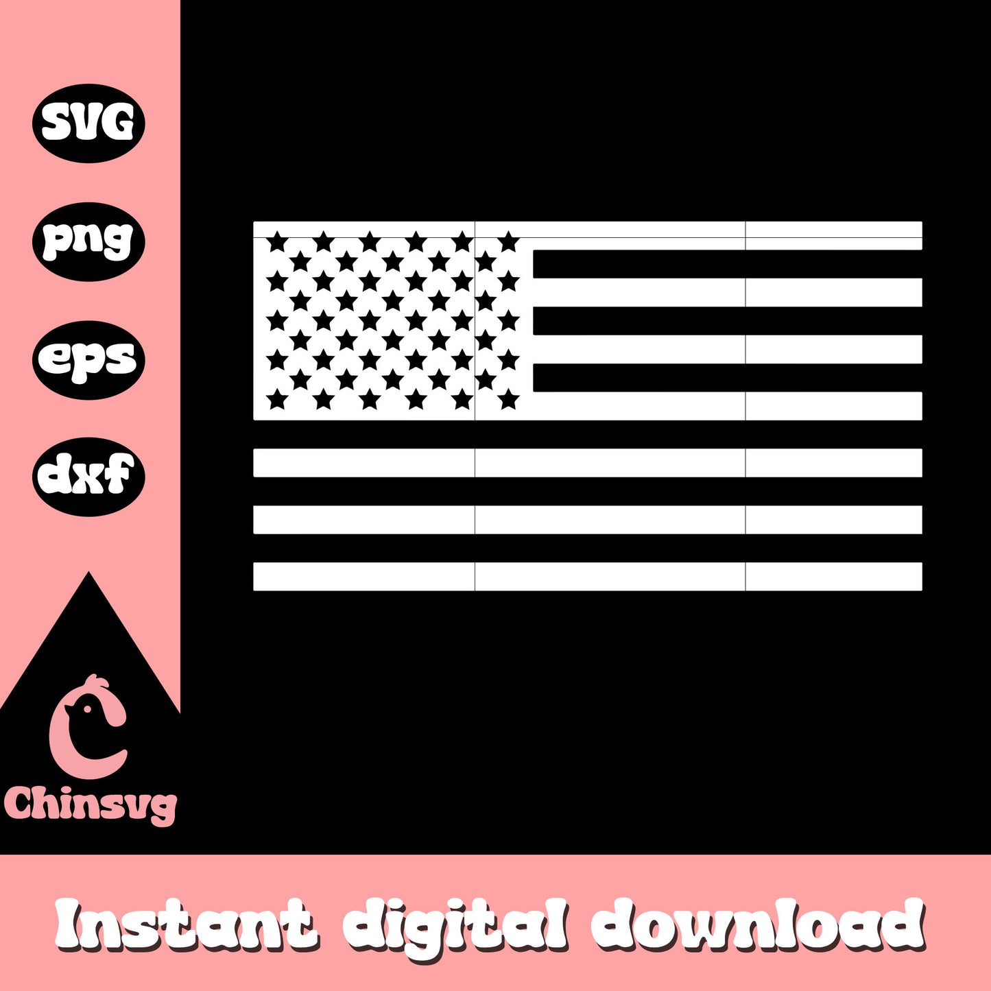 America flag black white svg, usa flag svg, freedom svg
