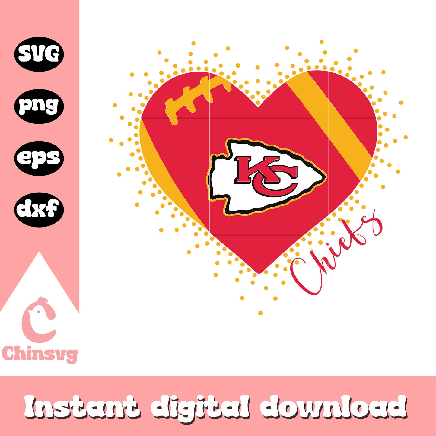 American football kansas city chiefs heart logo svg, nfl kansas city chiefs svg