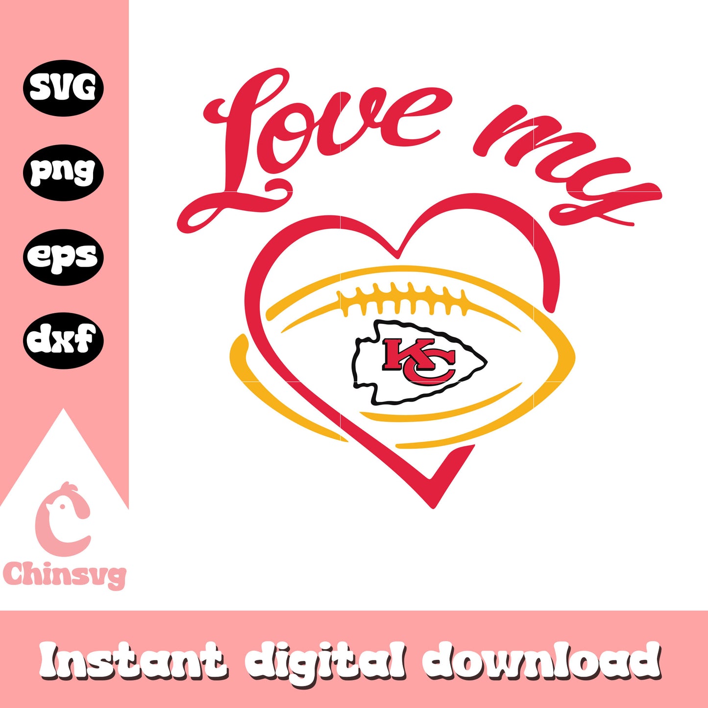 American football kansas city chiefs love my svg, kansas city chiefs logo images svg