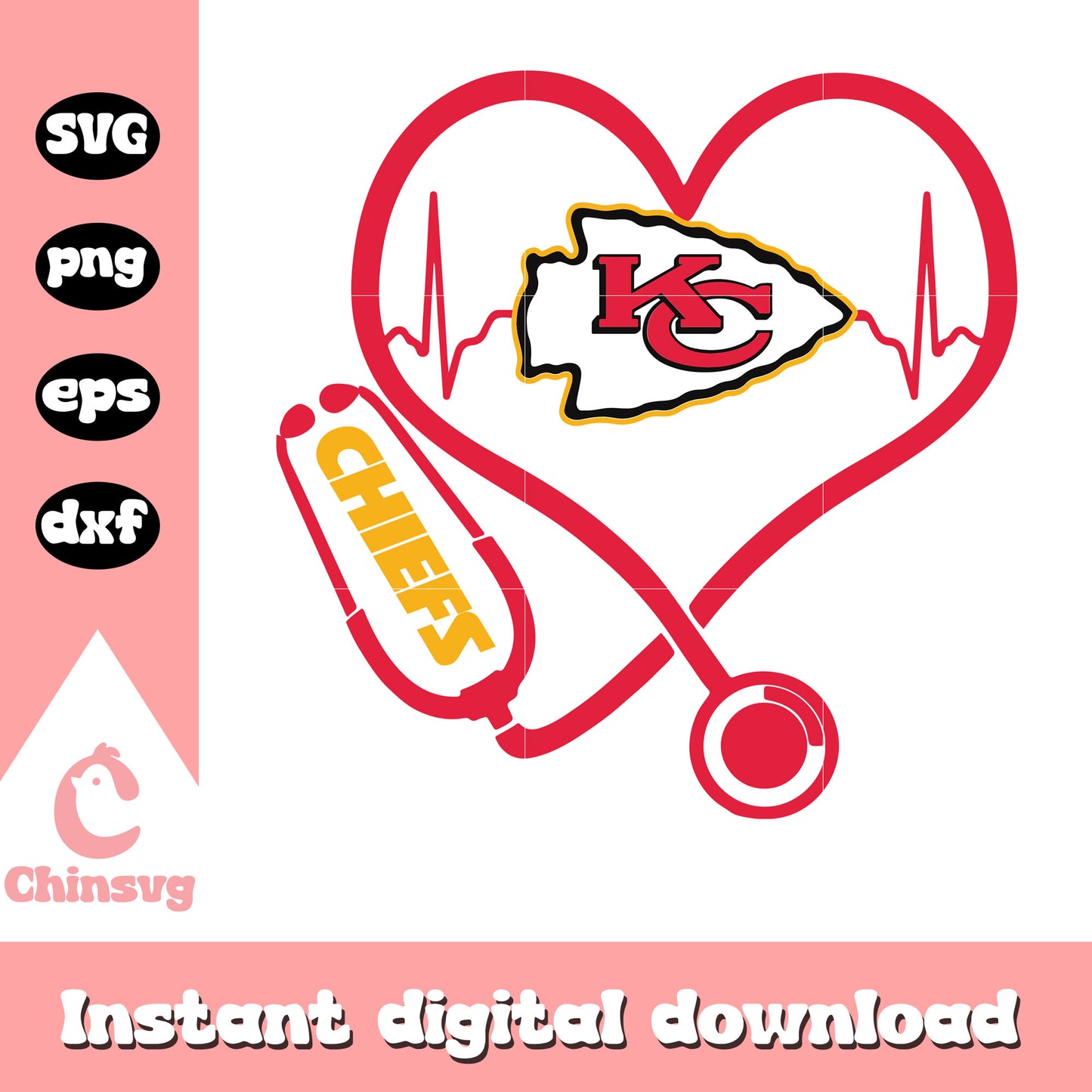 American football kansas city chiefs stethoscope logo svg, kansas city chiefs svg
