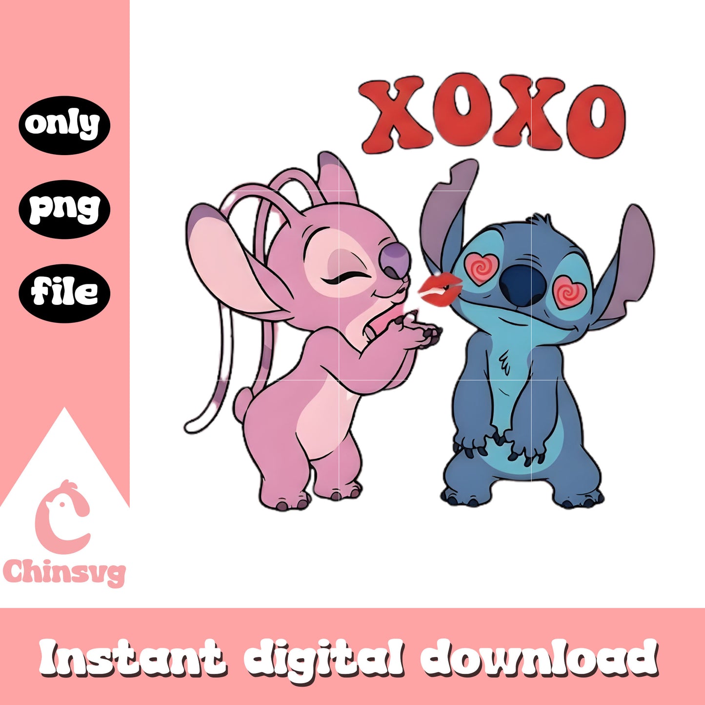 Angle kiss stitch valentine png, stitch valentines day png