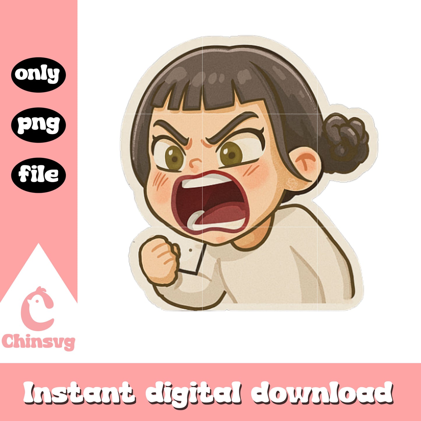 Angry zoey huntrix sticker design png, zoey huntrix member png