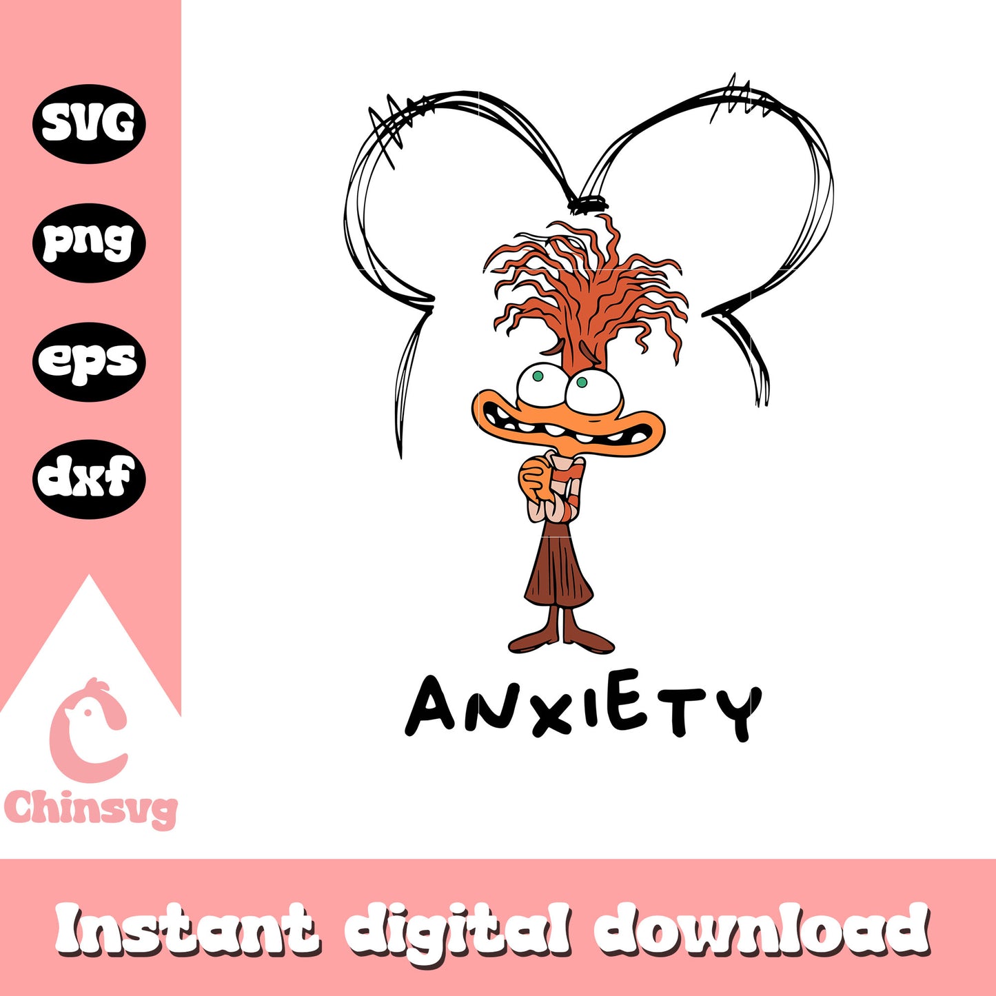 Anxiety inside out mickey ears svg, inside out svg, cartoon svg