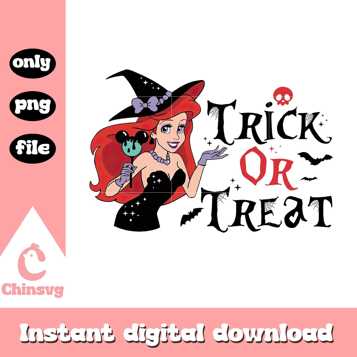 Ariel trick or treat clipart png, disney ariel cartoon png