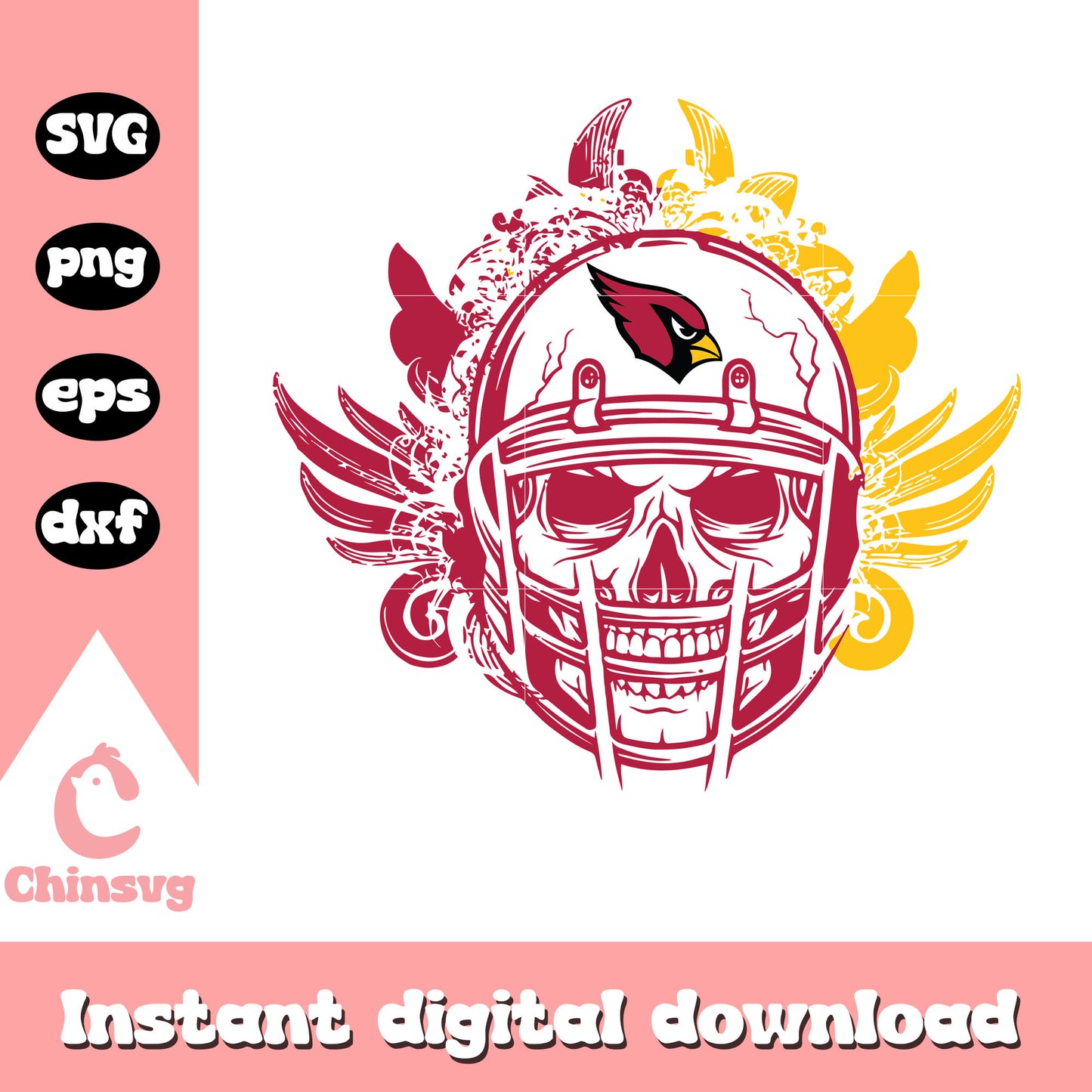 Arizona cardinals nfl skull helmet design svg, arizona cardinals helmet logo svg