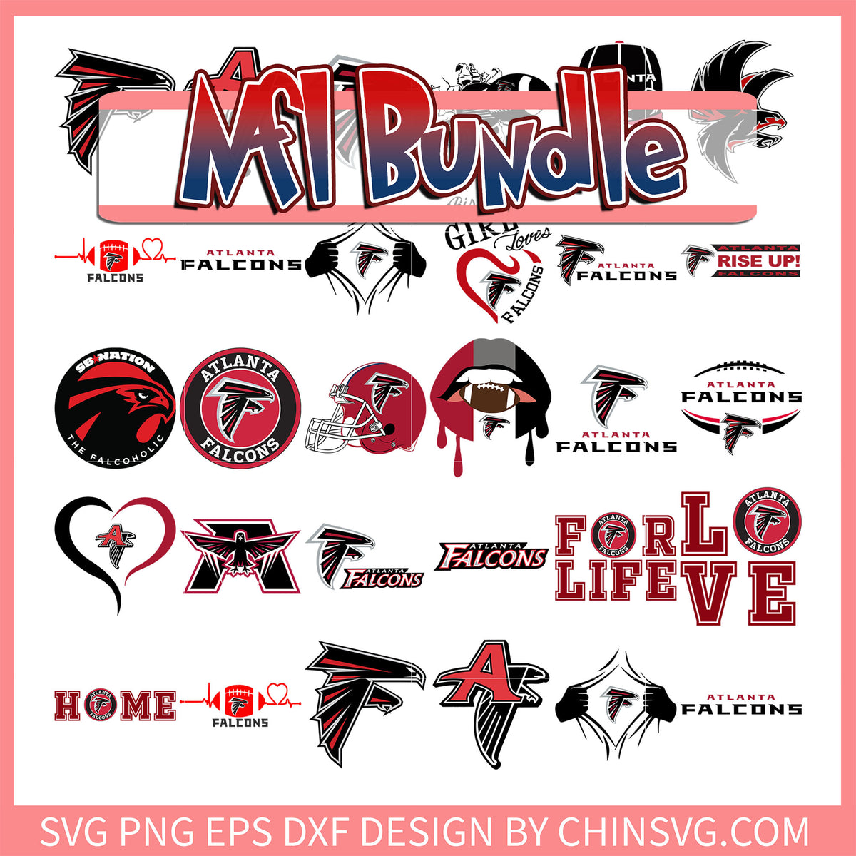 Atlanta Falcons nfl team design bundle svg, nfl games svg