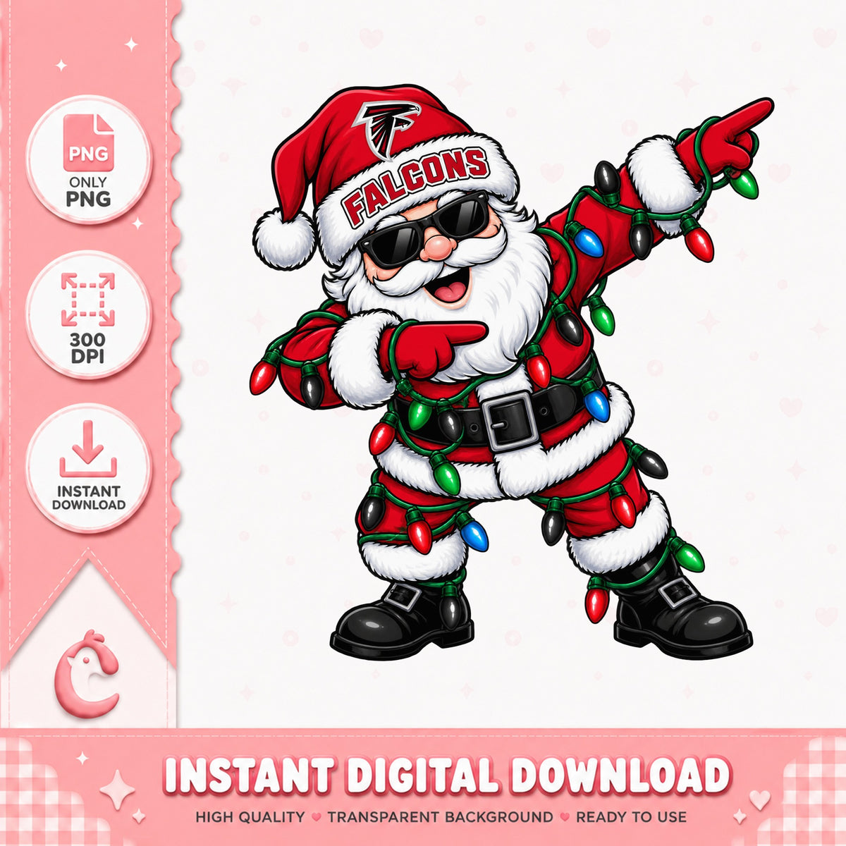 Atlanta Falcons Dabbing Santa PNG, Christmas Football PNG, NFL PNG
