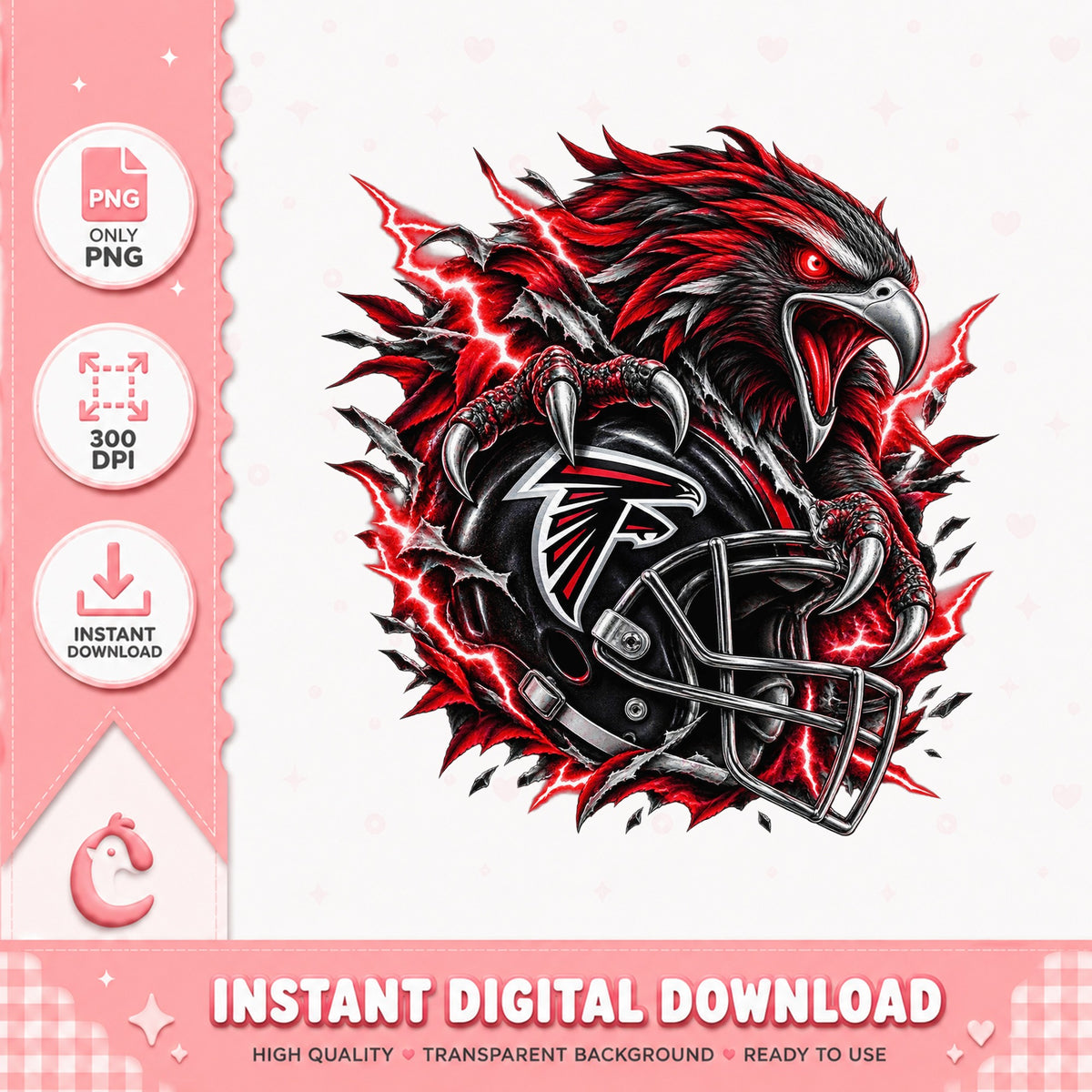 Atlanta Falcons Eagle Football PNG, NFL Team Logo, Sublimation PNG
