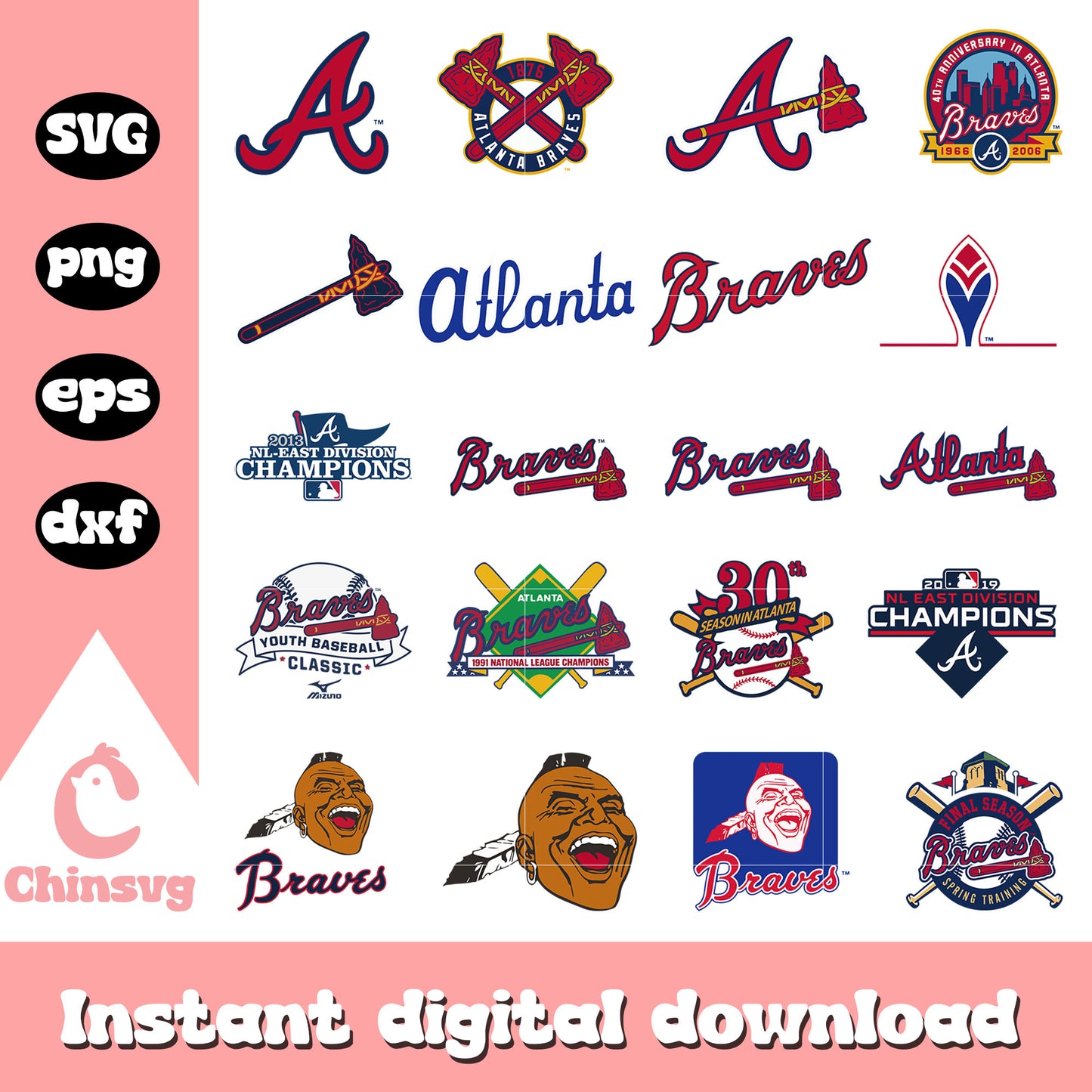 Atlanta braves logo design bundle svg, atlanta braves svg