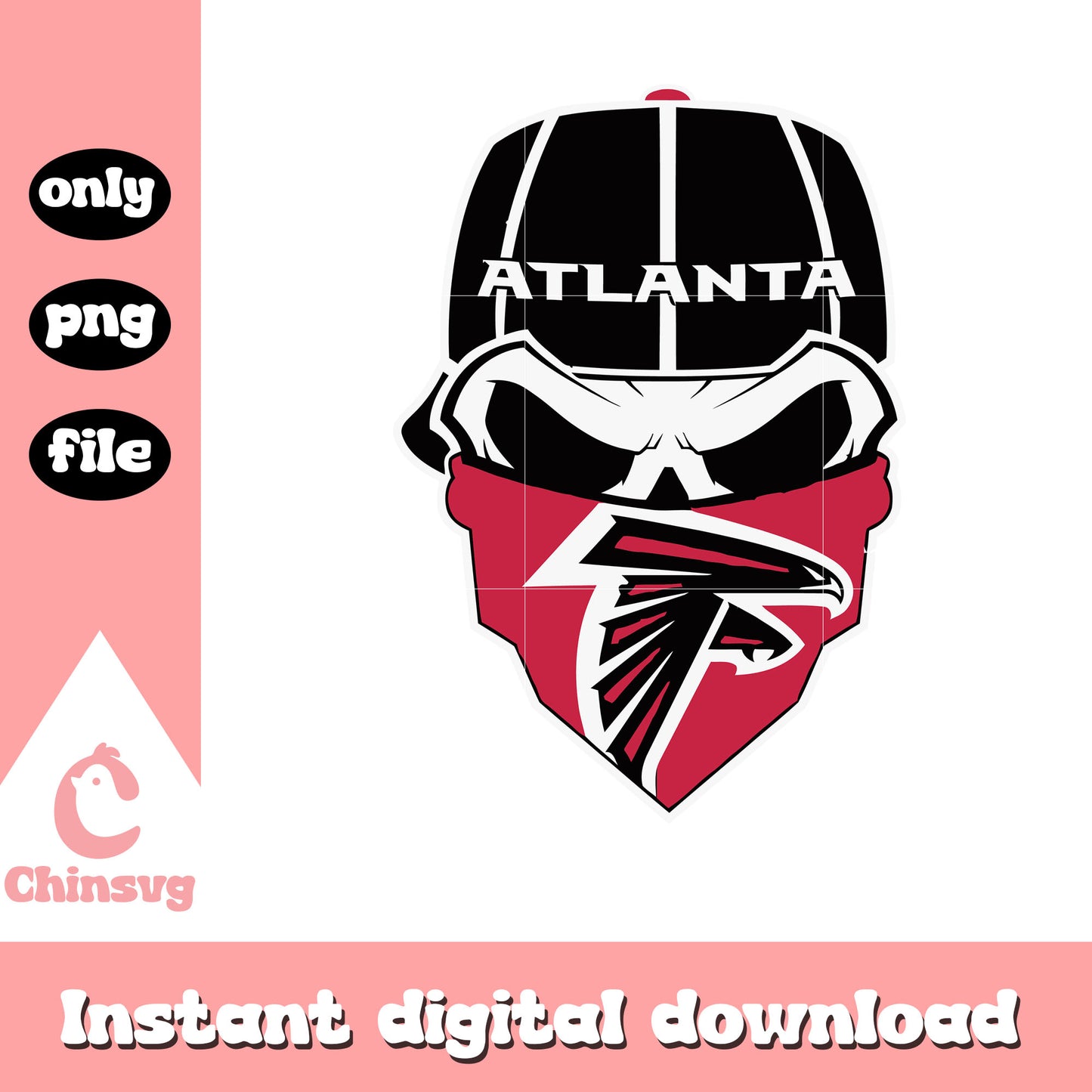 Atlanta falcons skull ninja face svg, atlanta falcons logo history svg