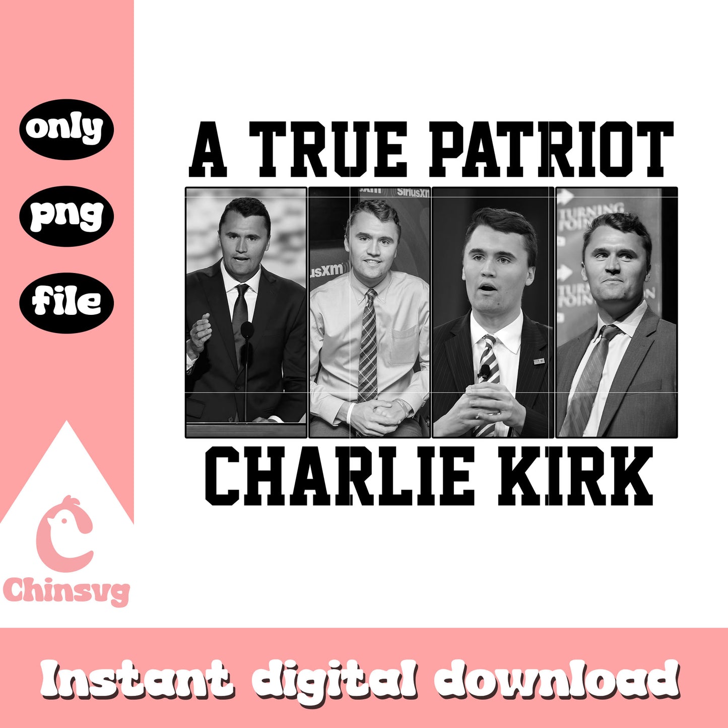 A true patriot charlie kirk black white photos png, american patriot png