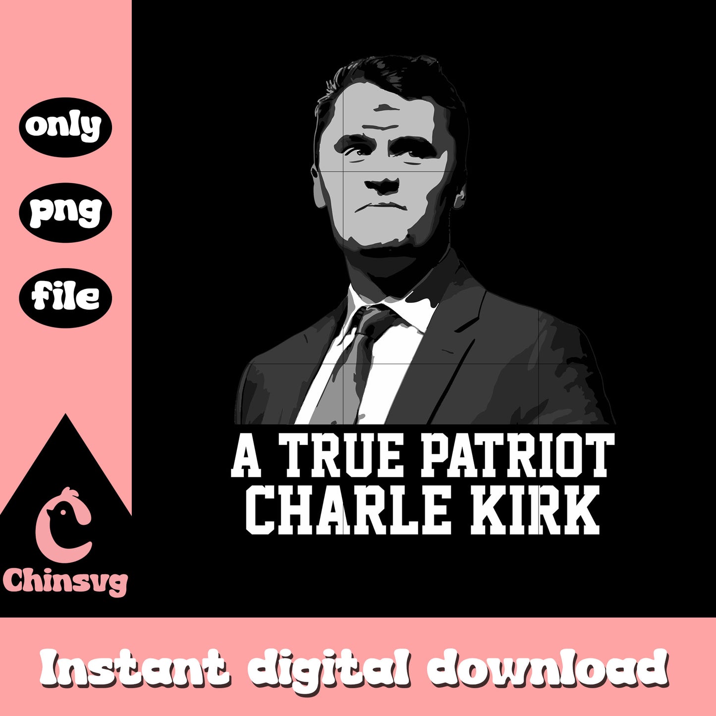 A true patriot charlie kirk black white png, charlie kirk face png
