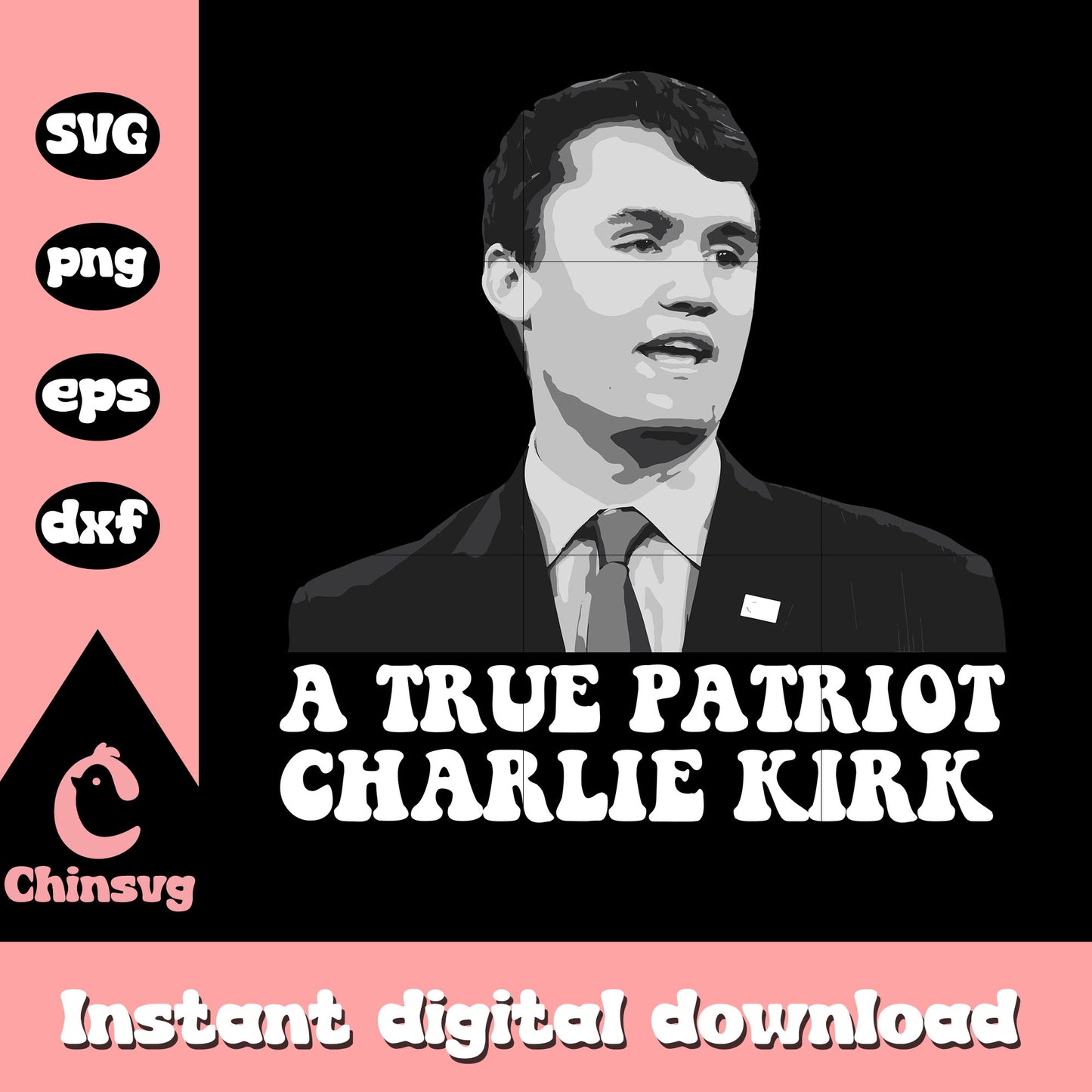 A true patriot charlie kirk svg, charlie kirk face svg