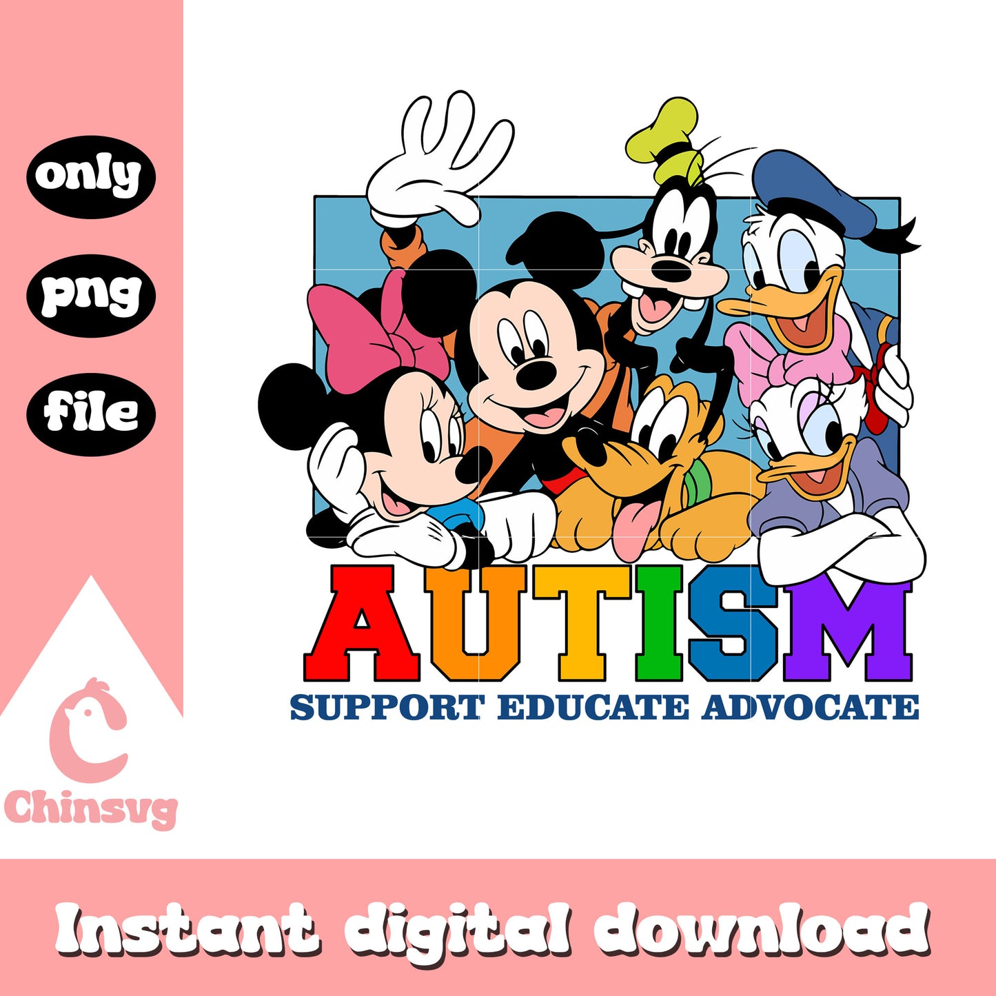 Autism accept adapt advocate png, mickey png, autism awareness png
