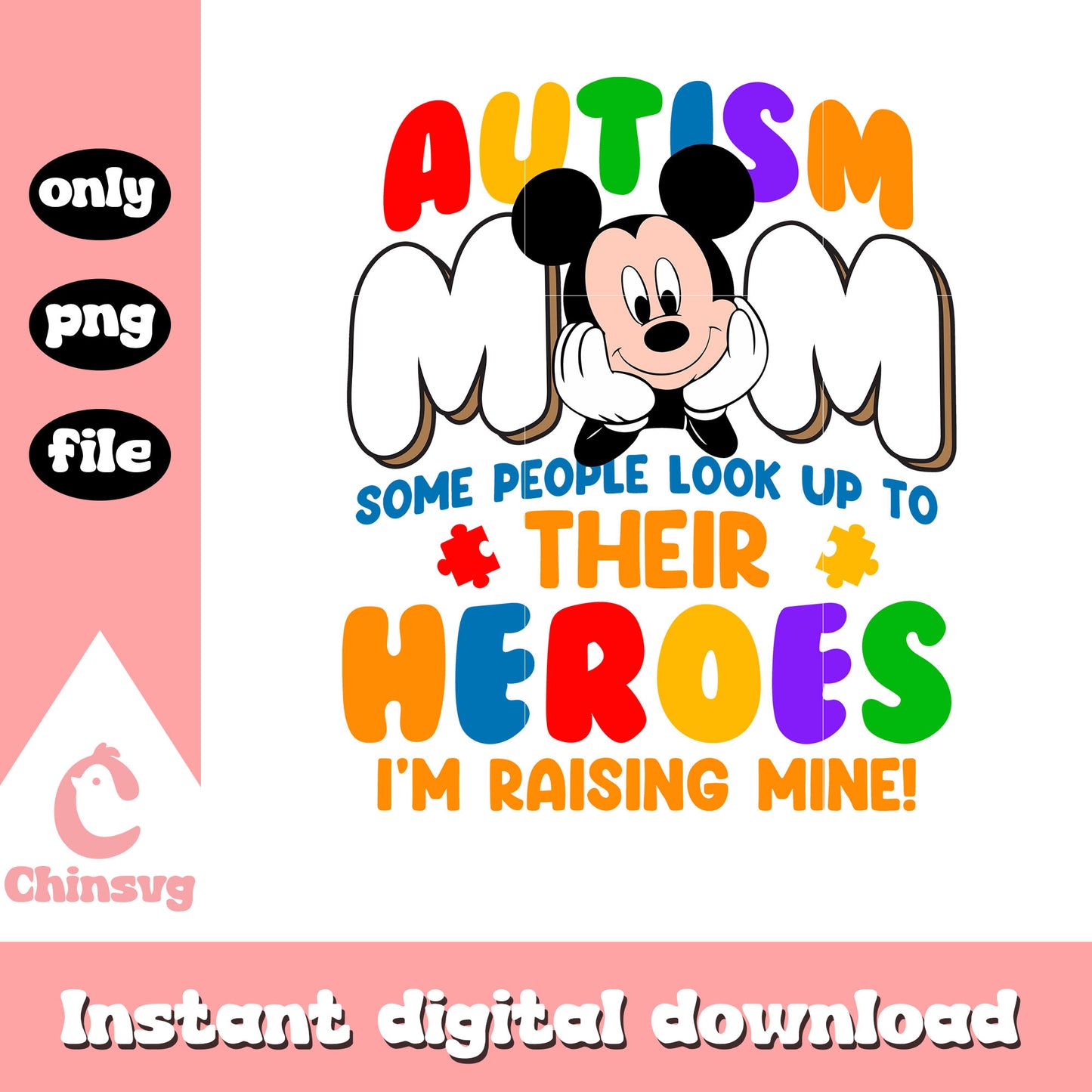 Autism mom their heroes png, autism awareness png, mickey head png