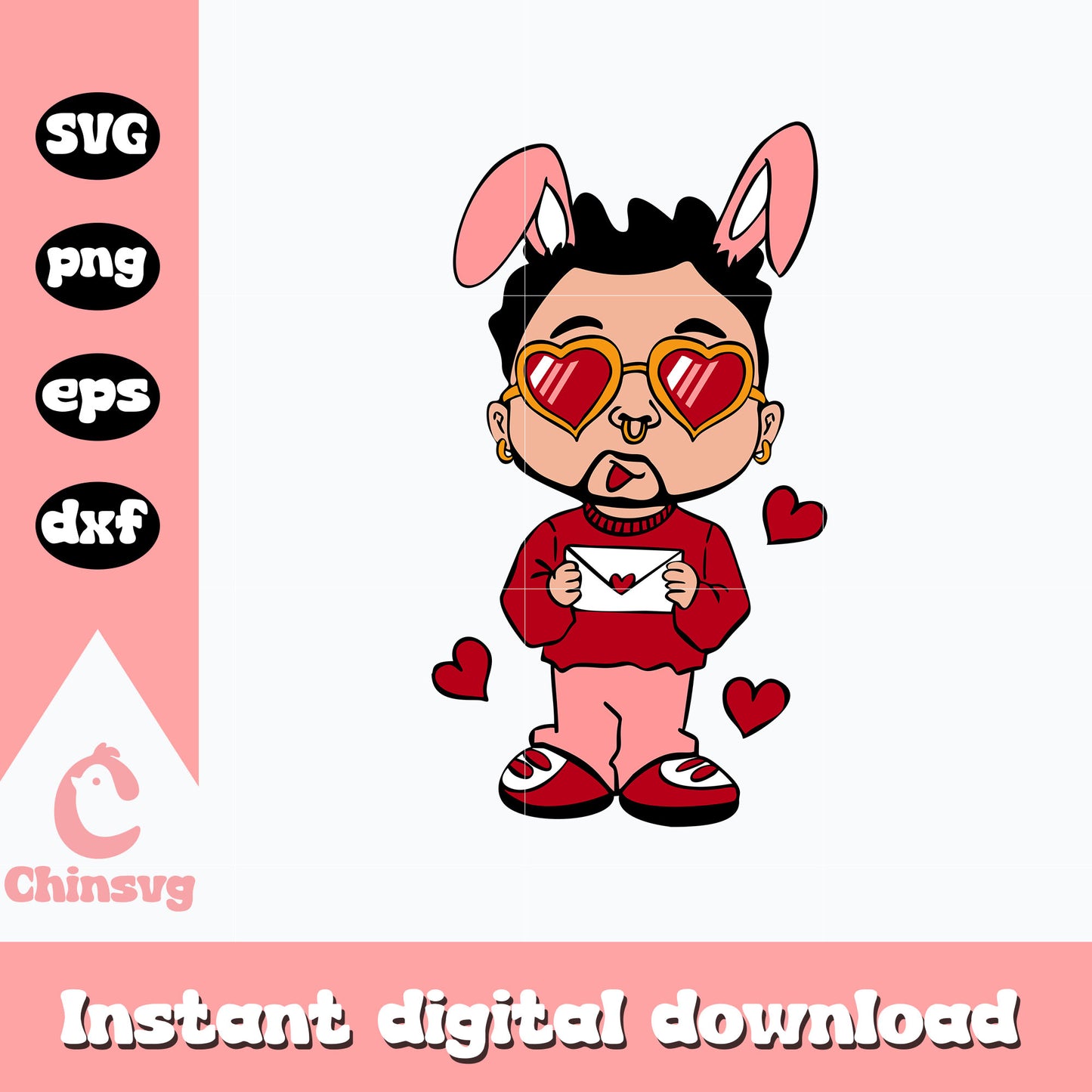 Baby Benito bunny svg, Bad Bunny Valentine svg, valentine svg