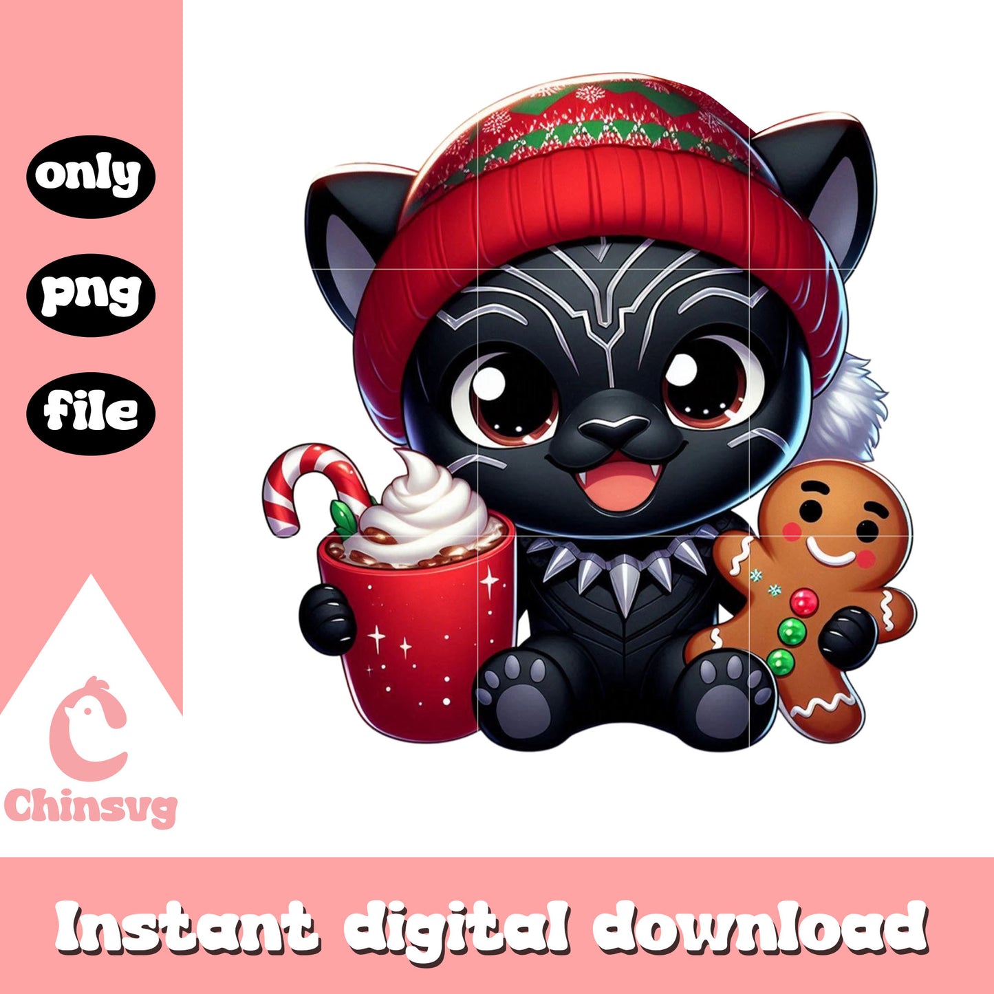 Baby black panther christmas food png, christmas cake png