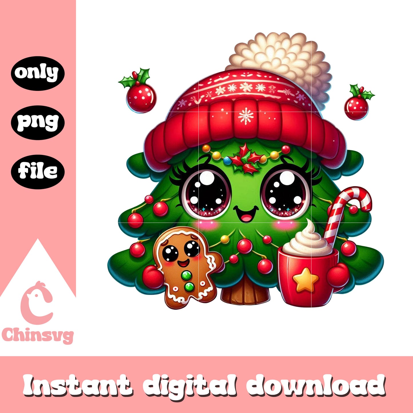 Baby cuddly christmas tree design png, xmas tree decor png