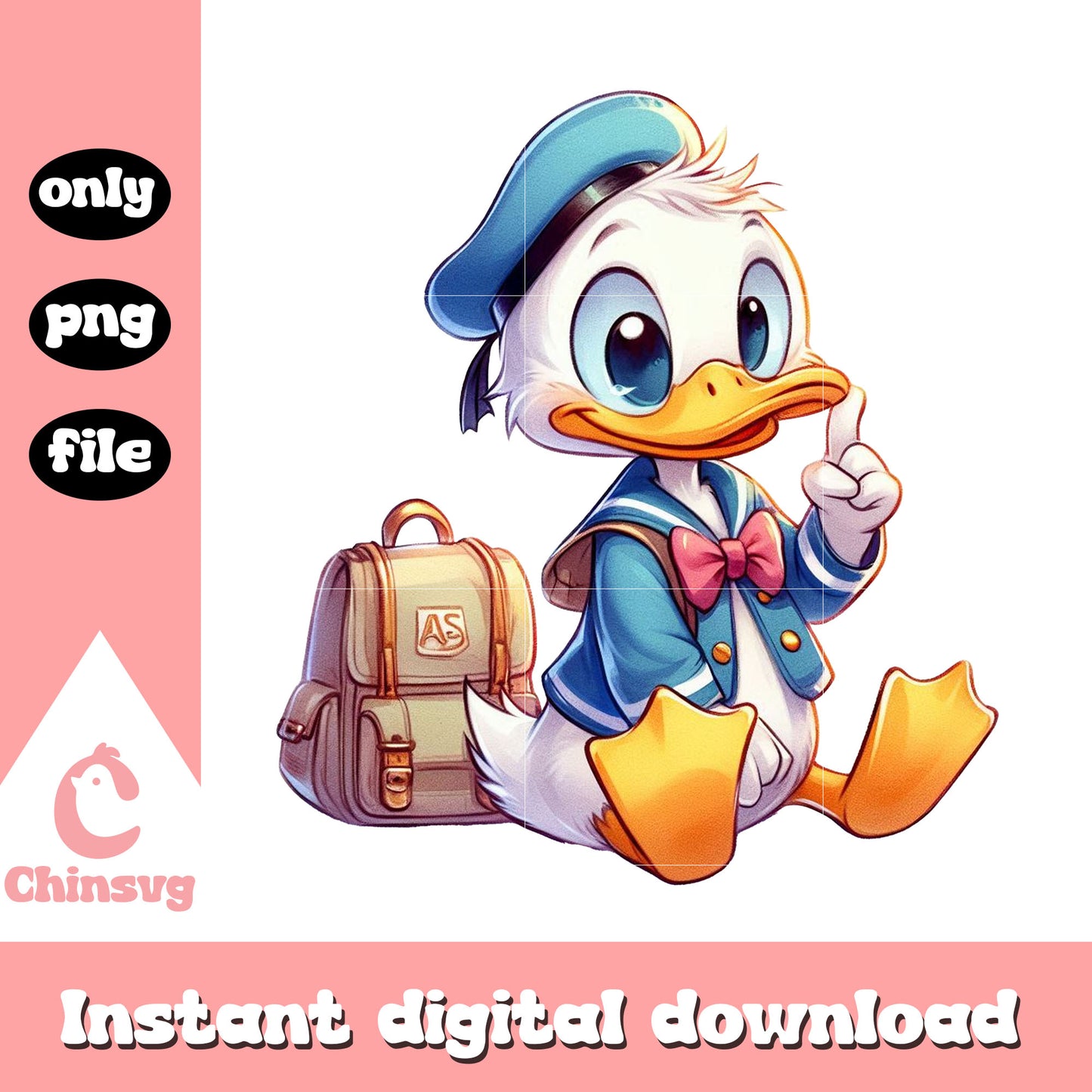 Baby donald duck go to school png, walt disney school png