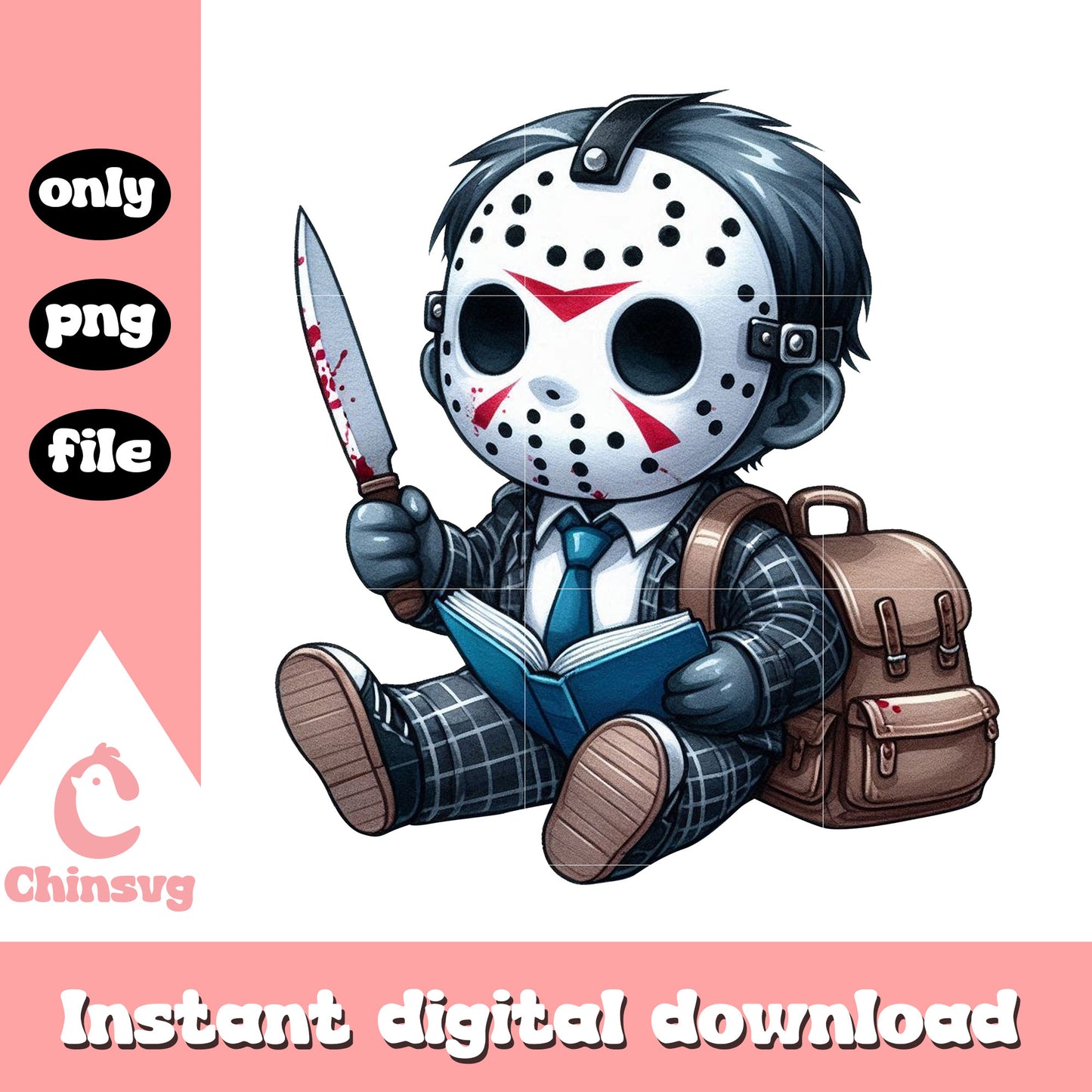 Baby jason voorhees prepare to go to school png, back to school png