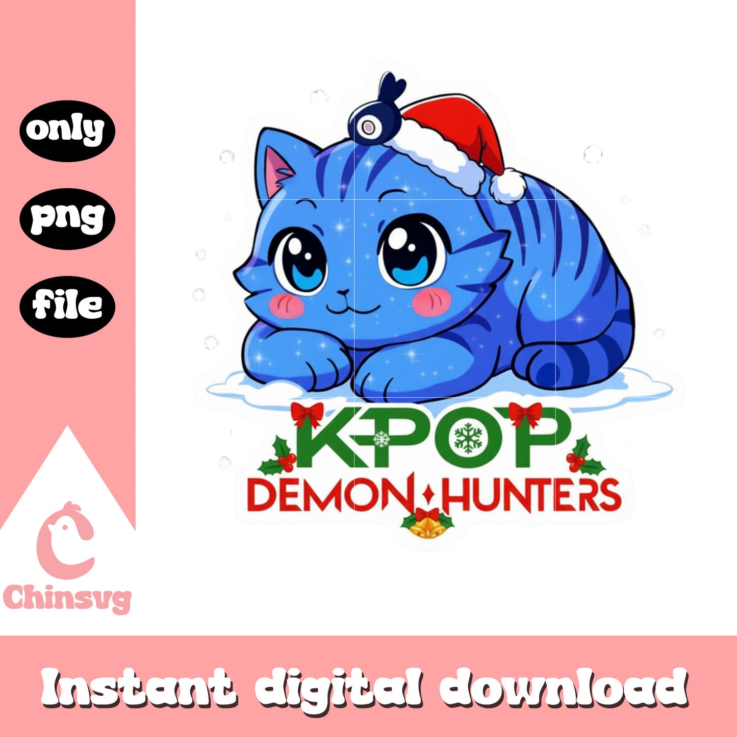 Baby kpop demon hunters derpy tiger png, xmas eve clipart png