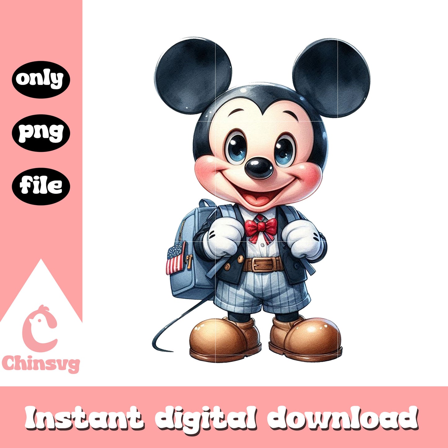 Baby mickey on school day png, school schooting today png