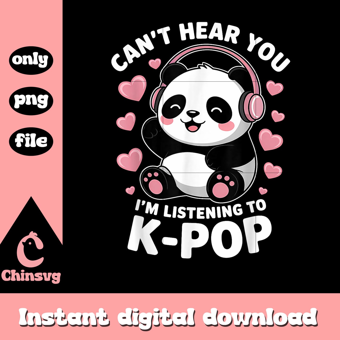 Baby panda can't hear you i'm listening to kpop png, headphone png