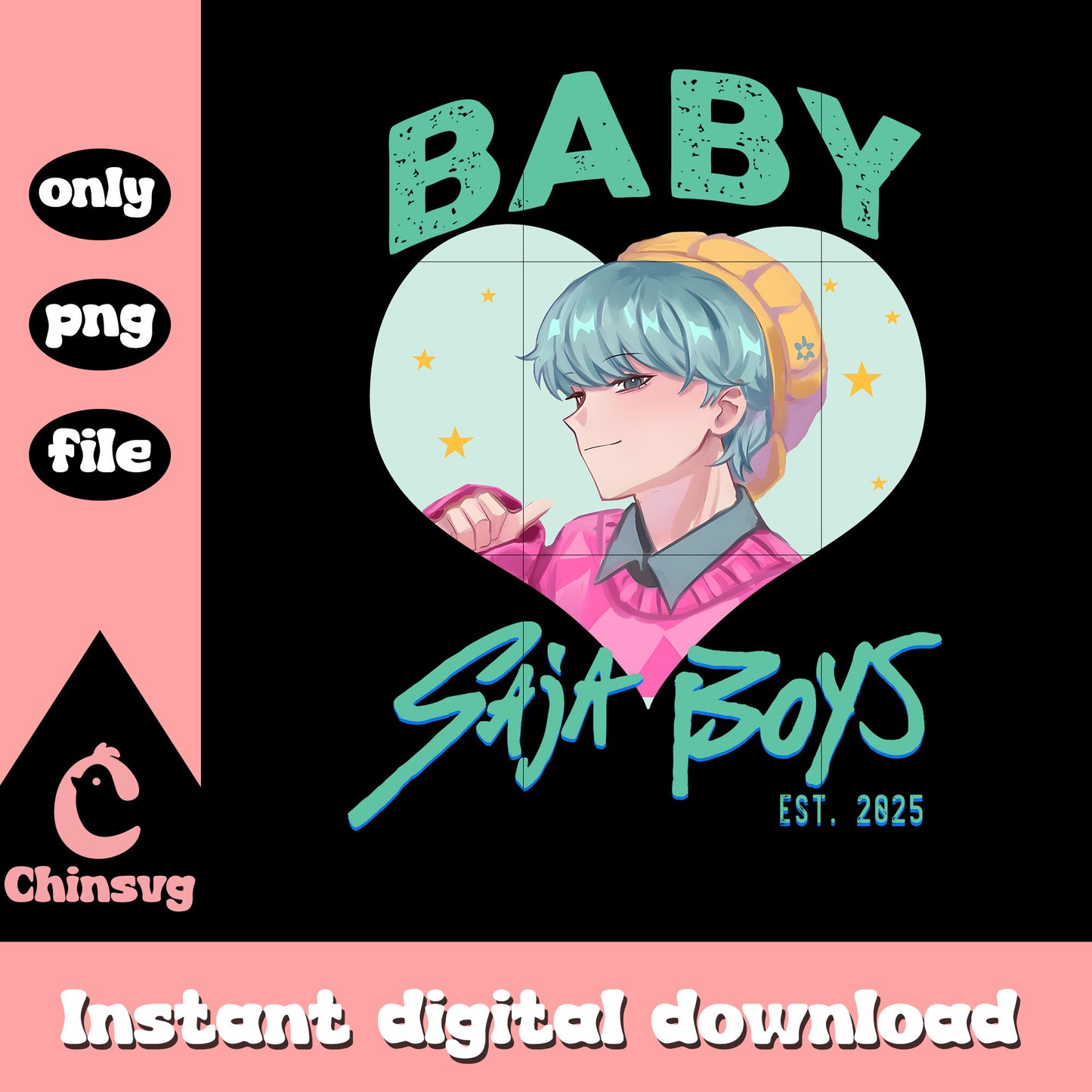 Baby saja boys est 2825 design png, kpop-demon-hunters png