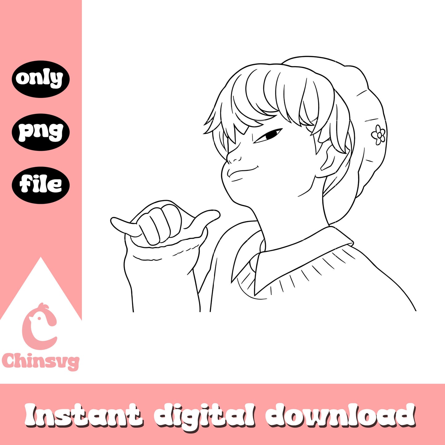 Baby saja character outline png, baby kpop demon hunters png