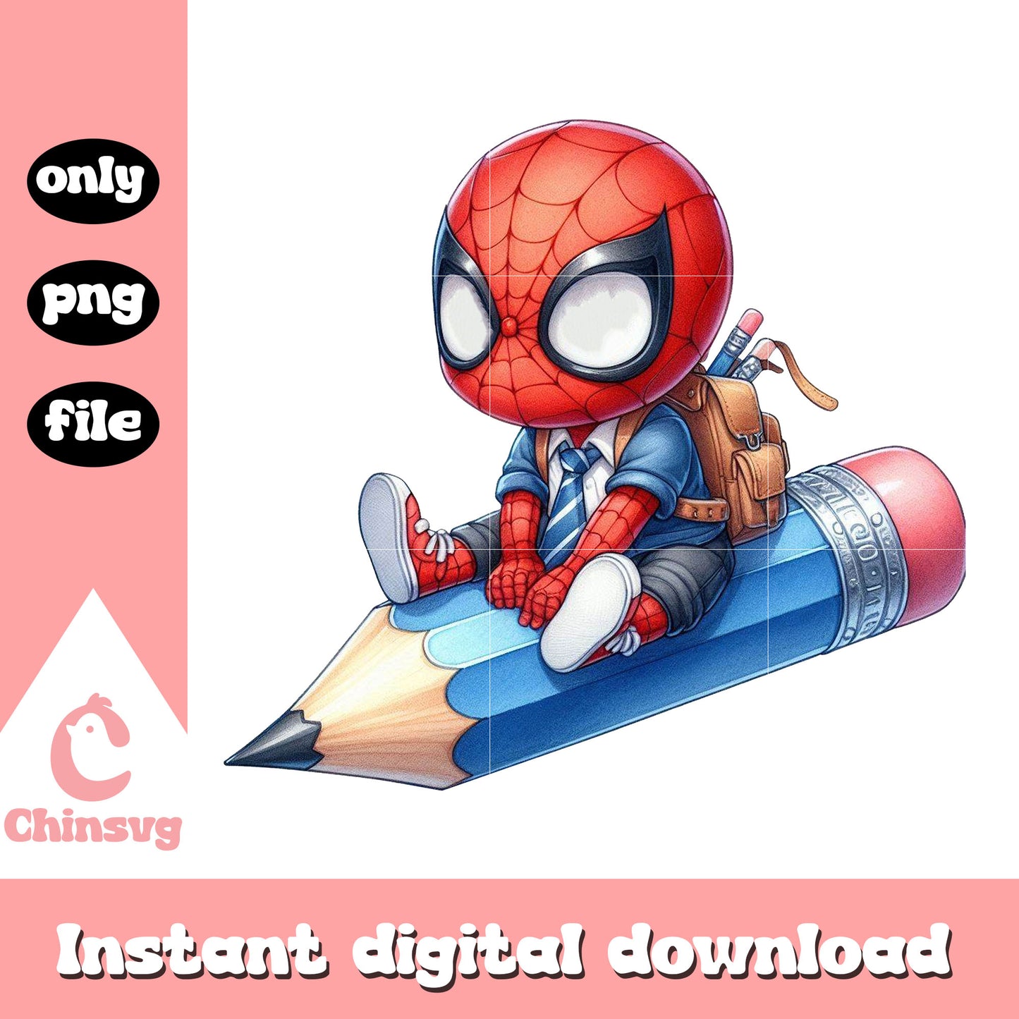 Baby spider man character go to school png, magic school png