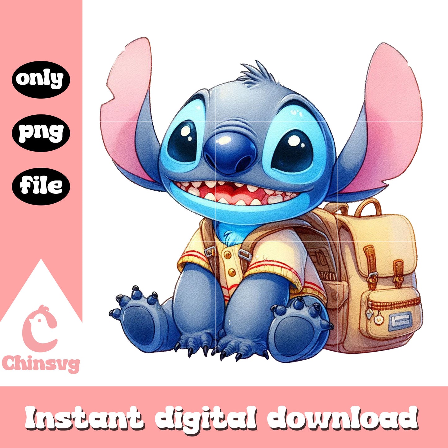 Baby stitch back to school png, walt disney school png