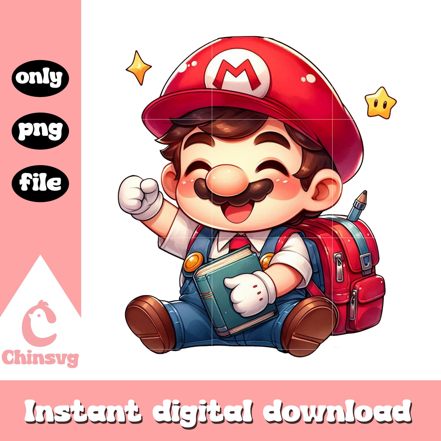 Baby super mario first day of school png, trade school png