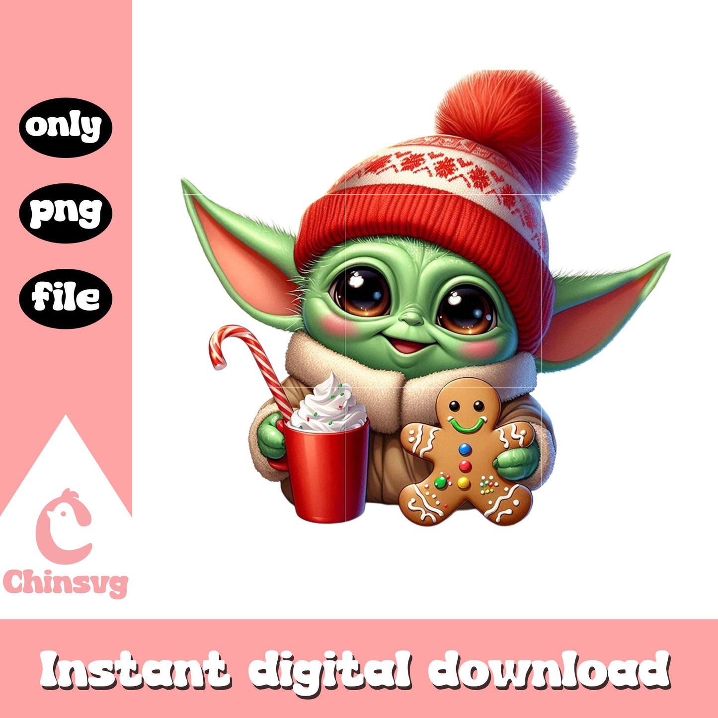Baby yoda christmas gingerbread png, bets christmas movies png