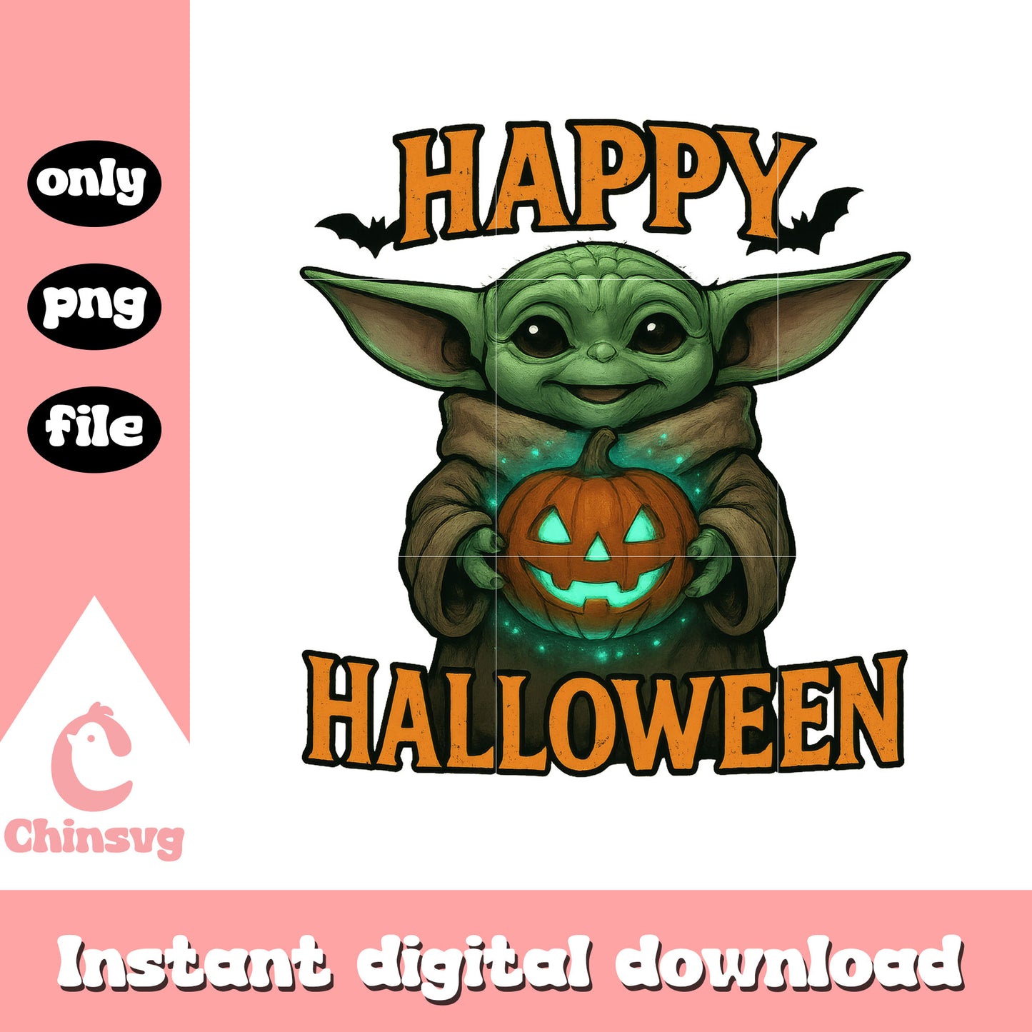 Baby yoda hand pumpkin happy halloween png, yoda cartoon png