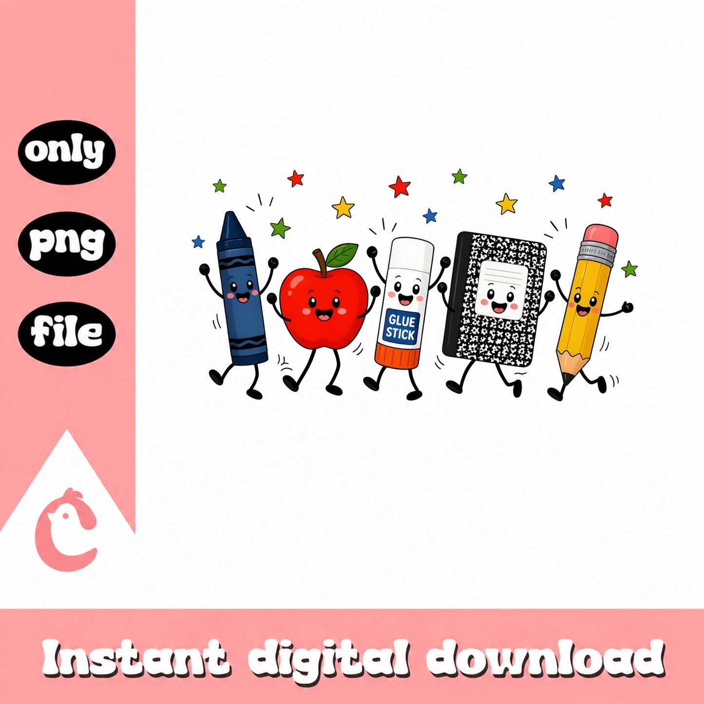 Back To School Characters PNG, Cute School Supplies PNG, Teacher PNG