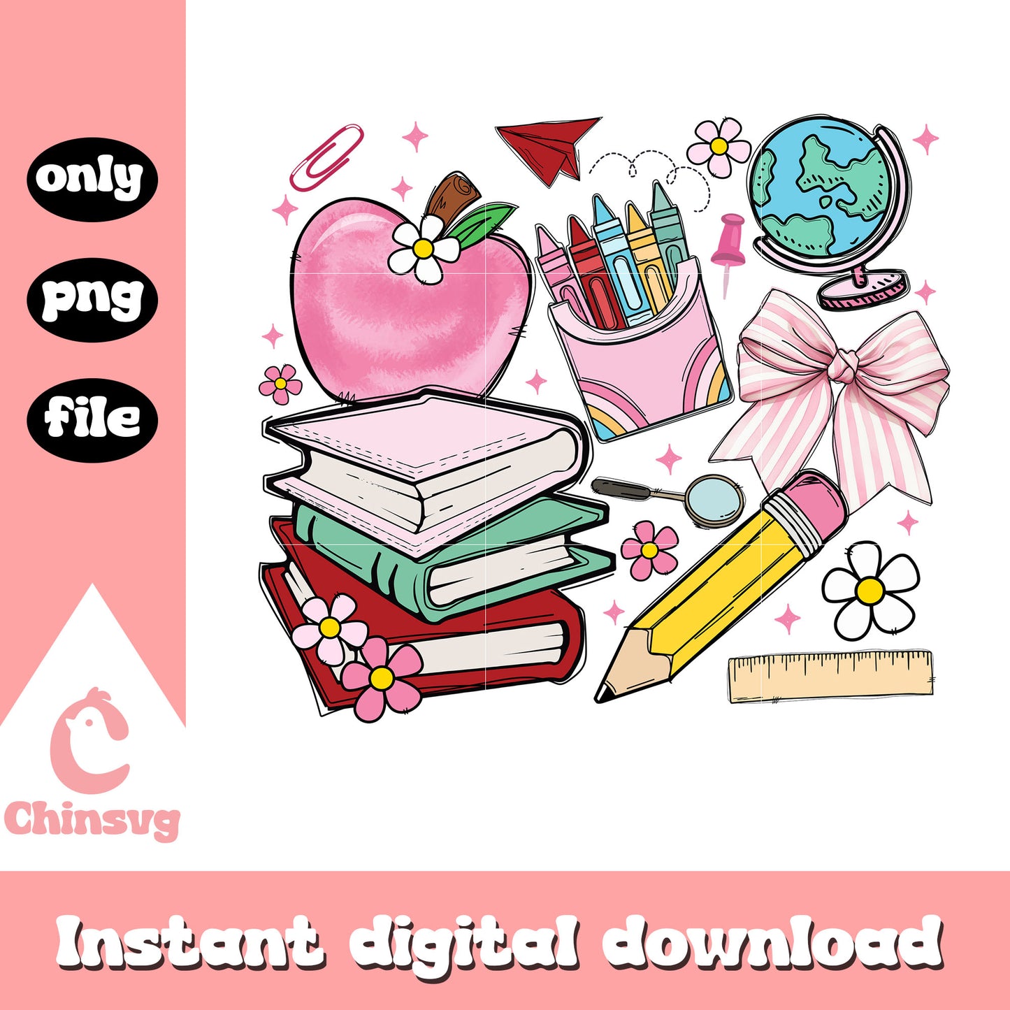 Back to school clipart design png, back to school png