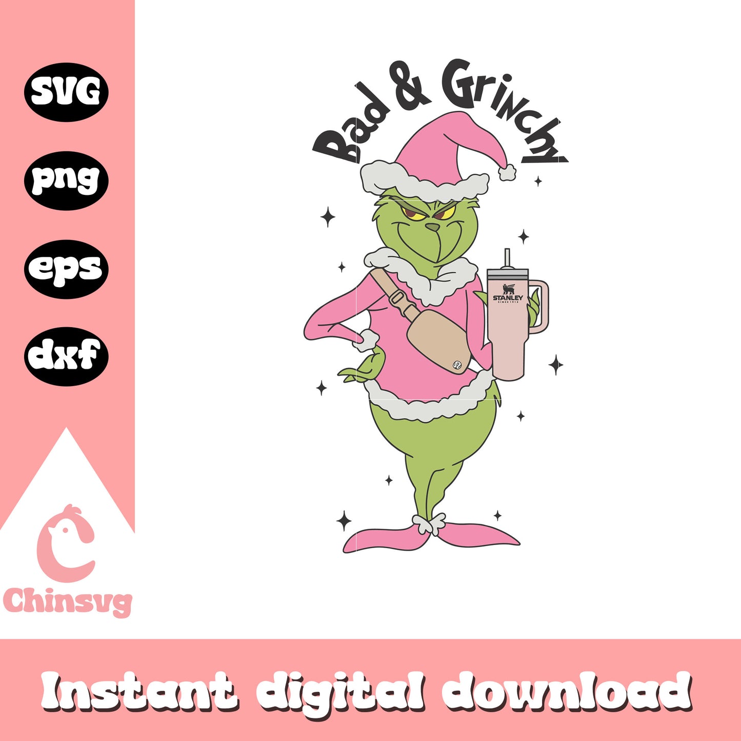 Bad and grinchy christmas pink design svg, grinch pink svg